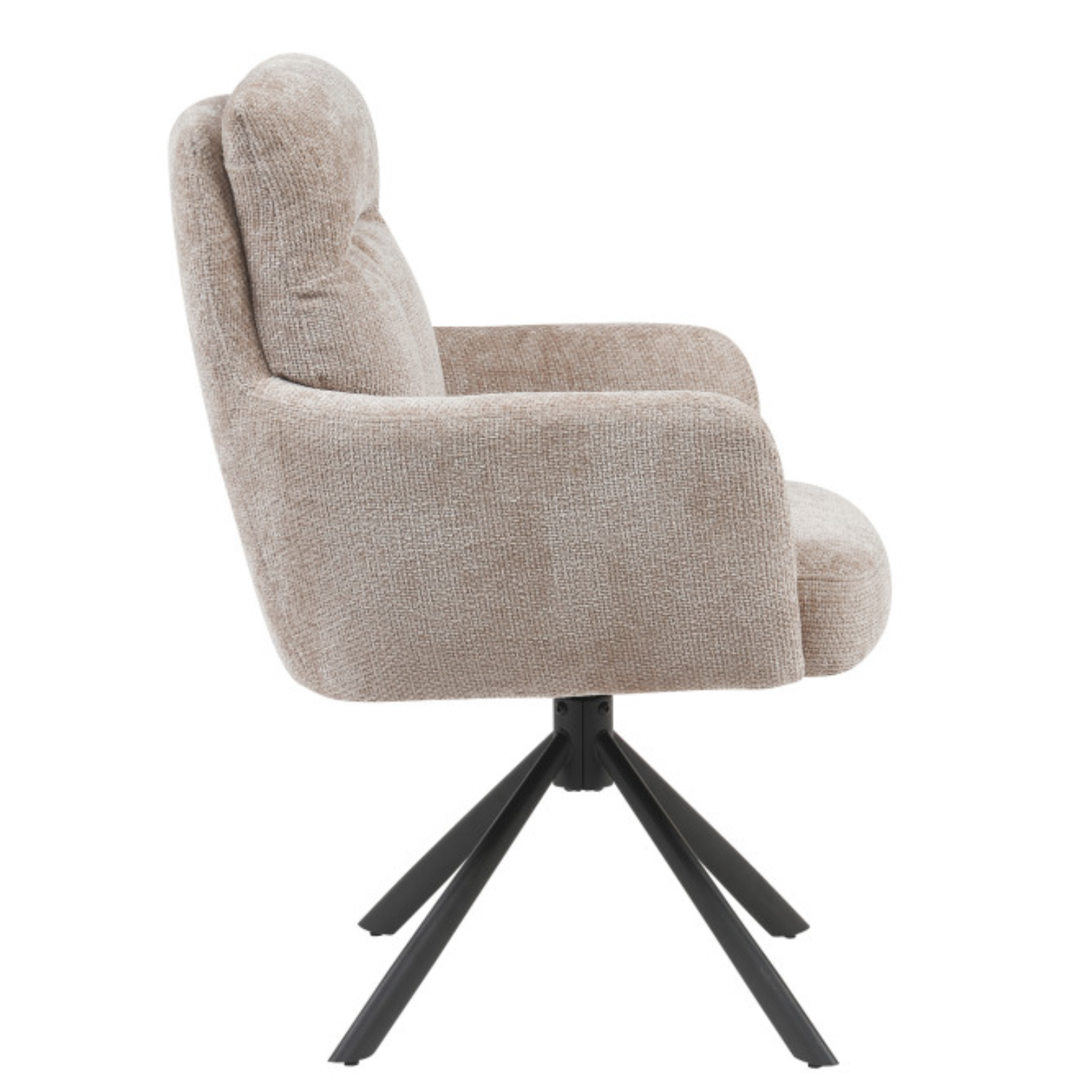 Chaise design – Assise et dossier en tissu bouclé, piétement acier (Beige / Taupe)