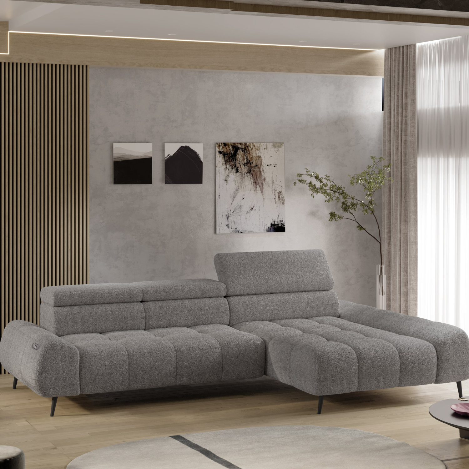 Canapé d'angle moderne avec réglage électrique de la profondeur d'assise Le canapé d'angle