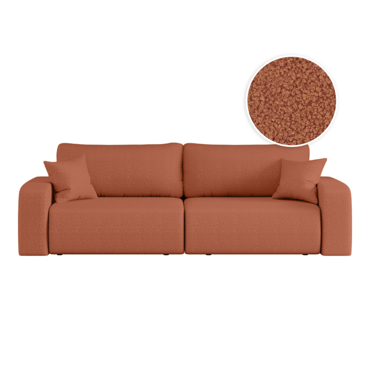 Canapé convertible 3 places – avec coffre de rangement – Tissu bouclette ou velours côtelé – Fabrication européenne