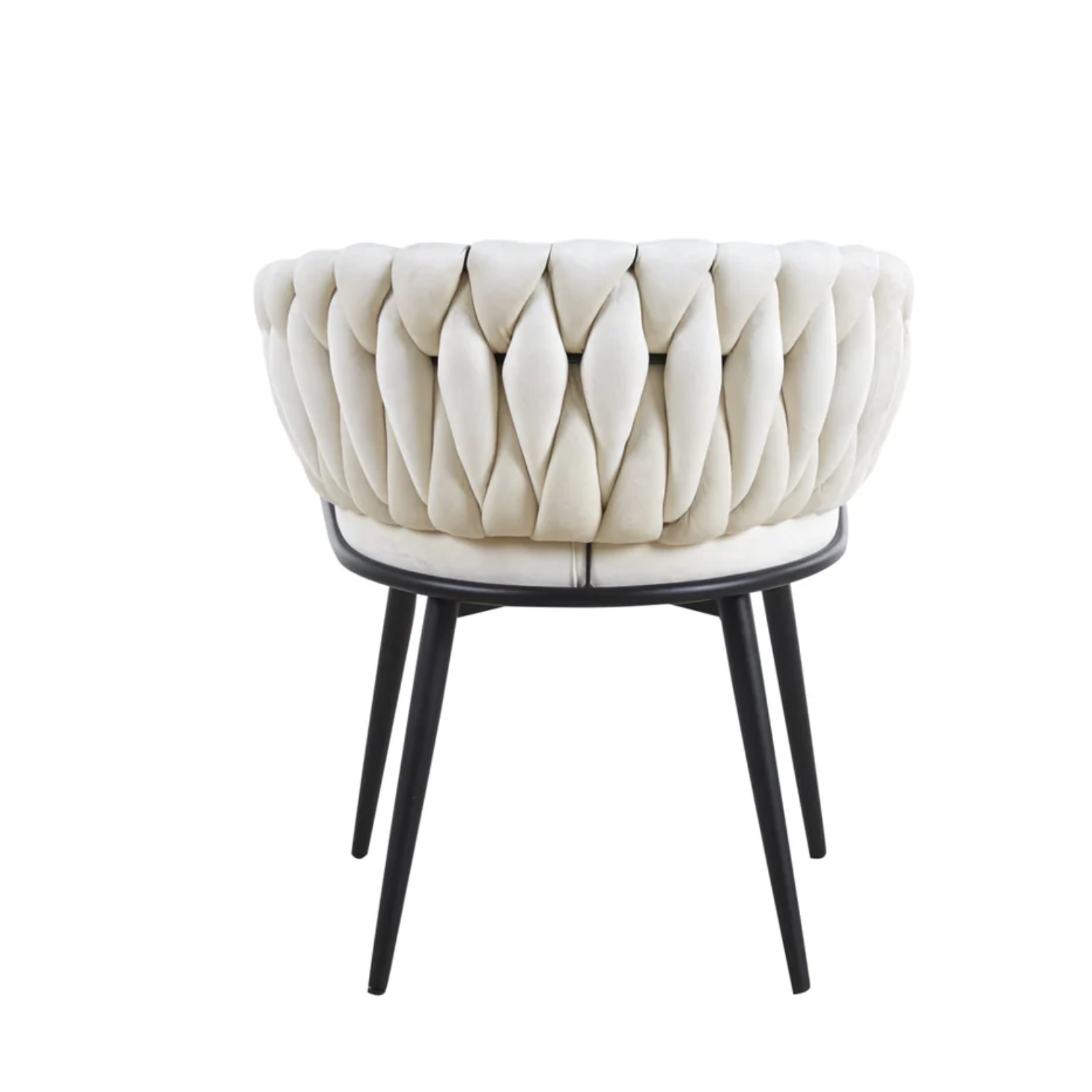 Chaise avec accoudoirs en velours et pieds métal noir