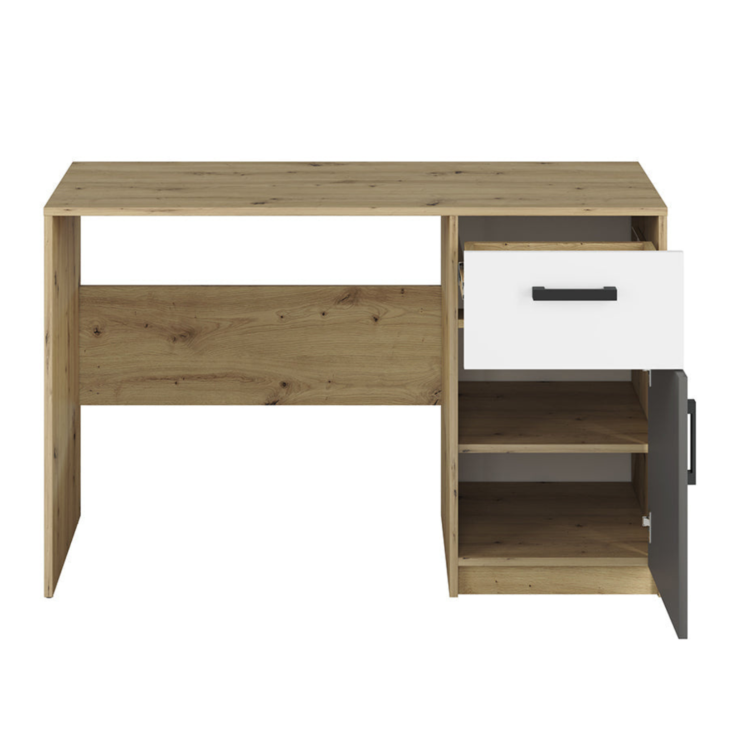 Bureau Moderne en MDF et Chêne avec Design Épuré - Idéal pour Espaces de Travail Contemporains