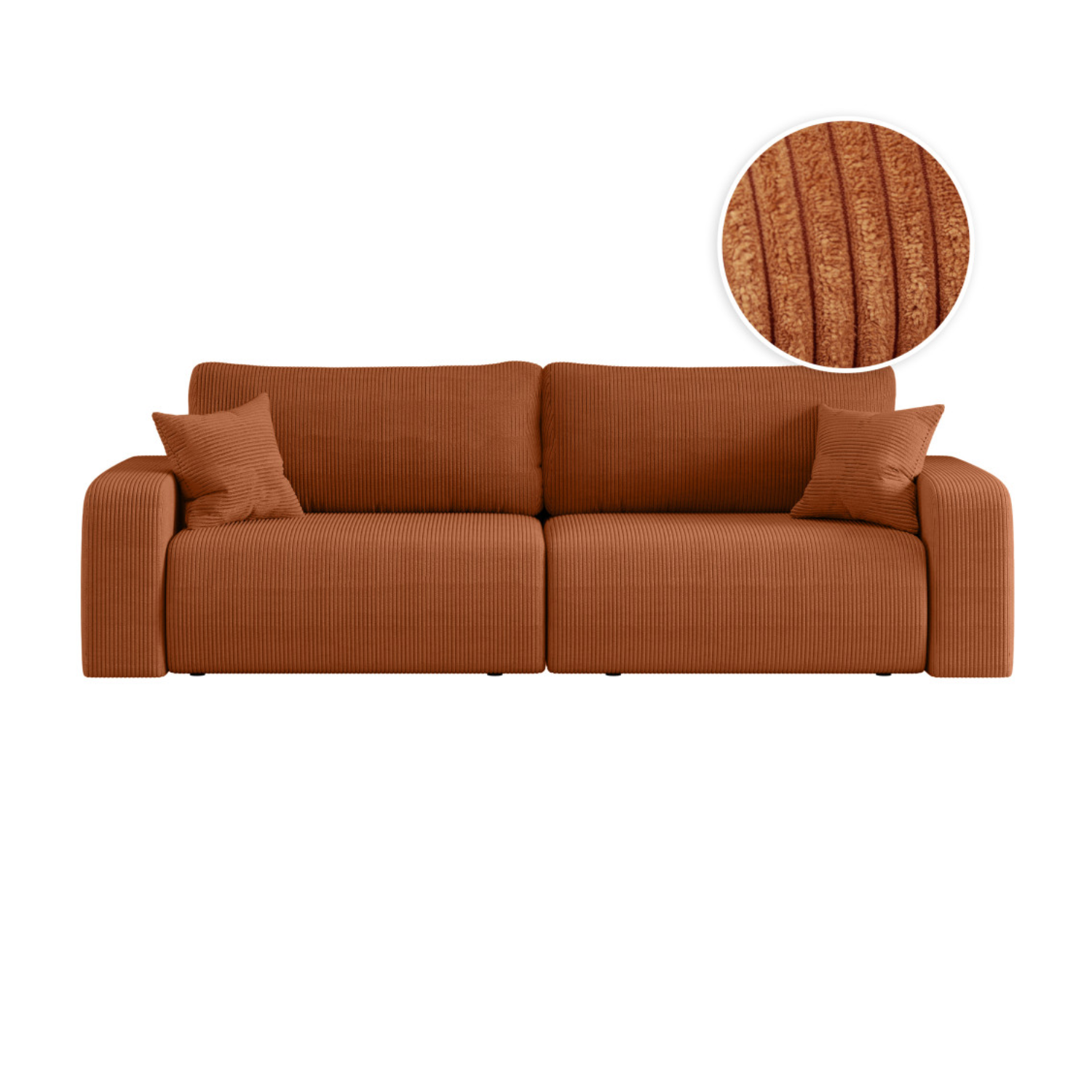 Canapé droit 3 places convertible en velours côtelé