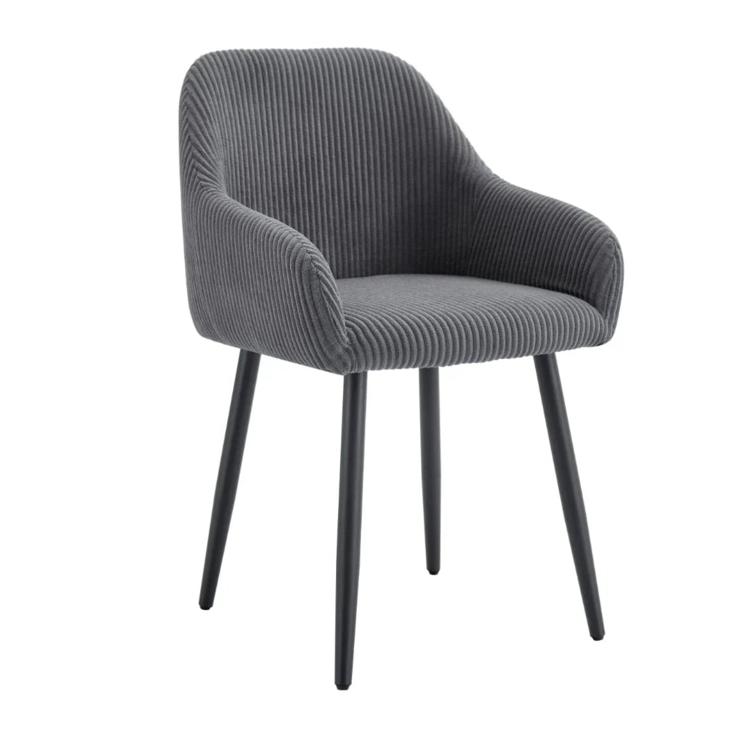 Chaise en tissu côtelé – Design moderne et confortable avec piètement métal noir