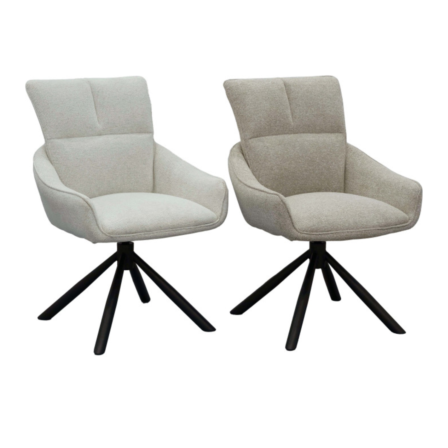 Chaise design – Assise et dossier en tissu, piétement acier (Gris / Blanc)