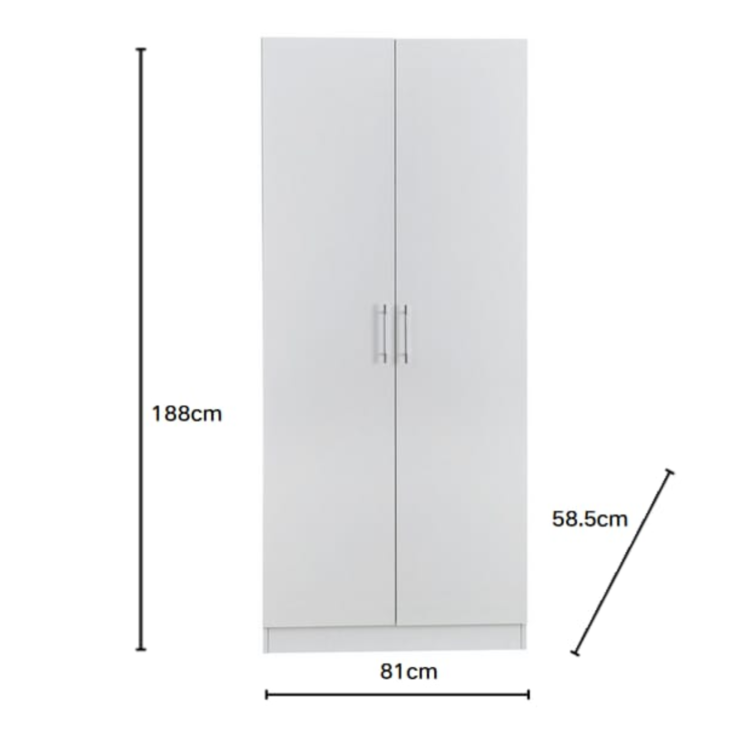 Armoire en Bois Blanc – Deux Portes – 188×81×58,5 cm