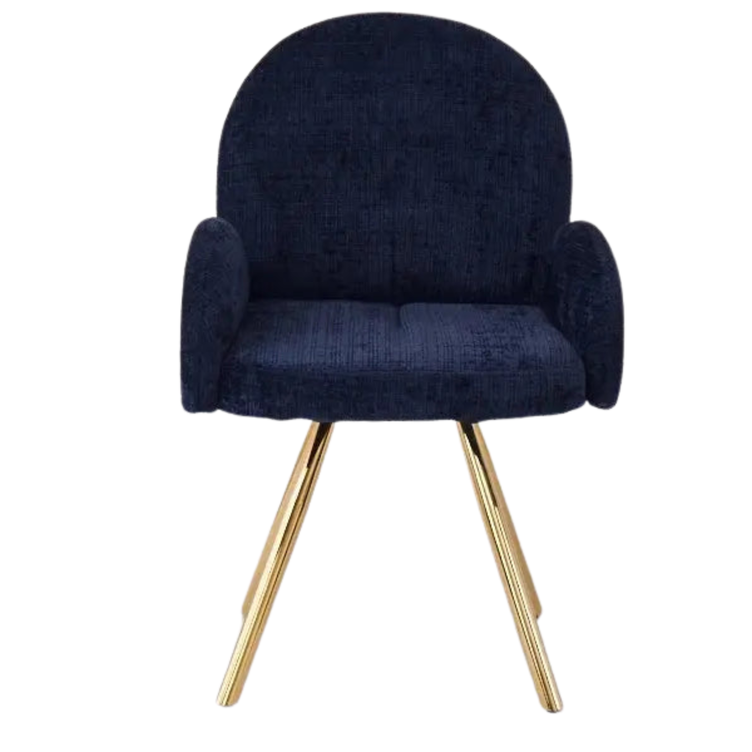 Chaise en tissu chenille avec dossier haut – Piètement en acier doré, argenté ou noir