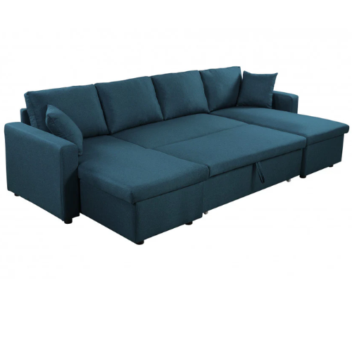 Canapé U panoramique convertible avec 2 coffres en tissu