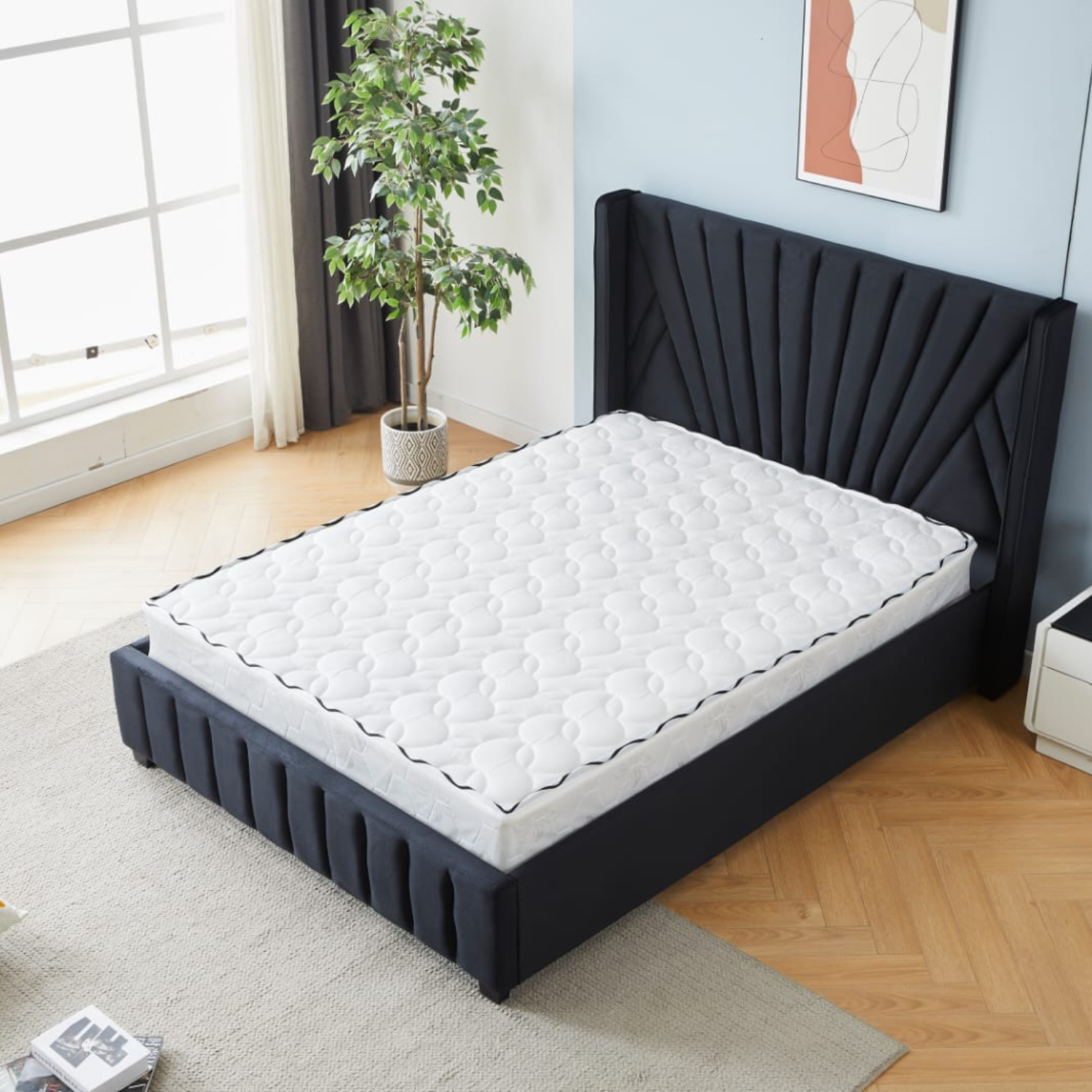 Lit velours – Cadre de lit avec sommier – 140x190, 160x200 – Beige, Gris, Taupe