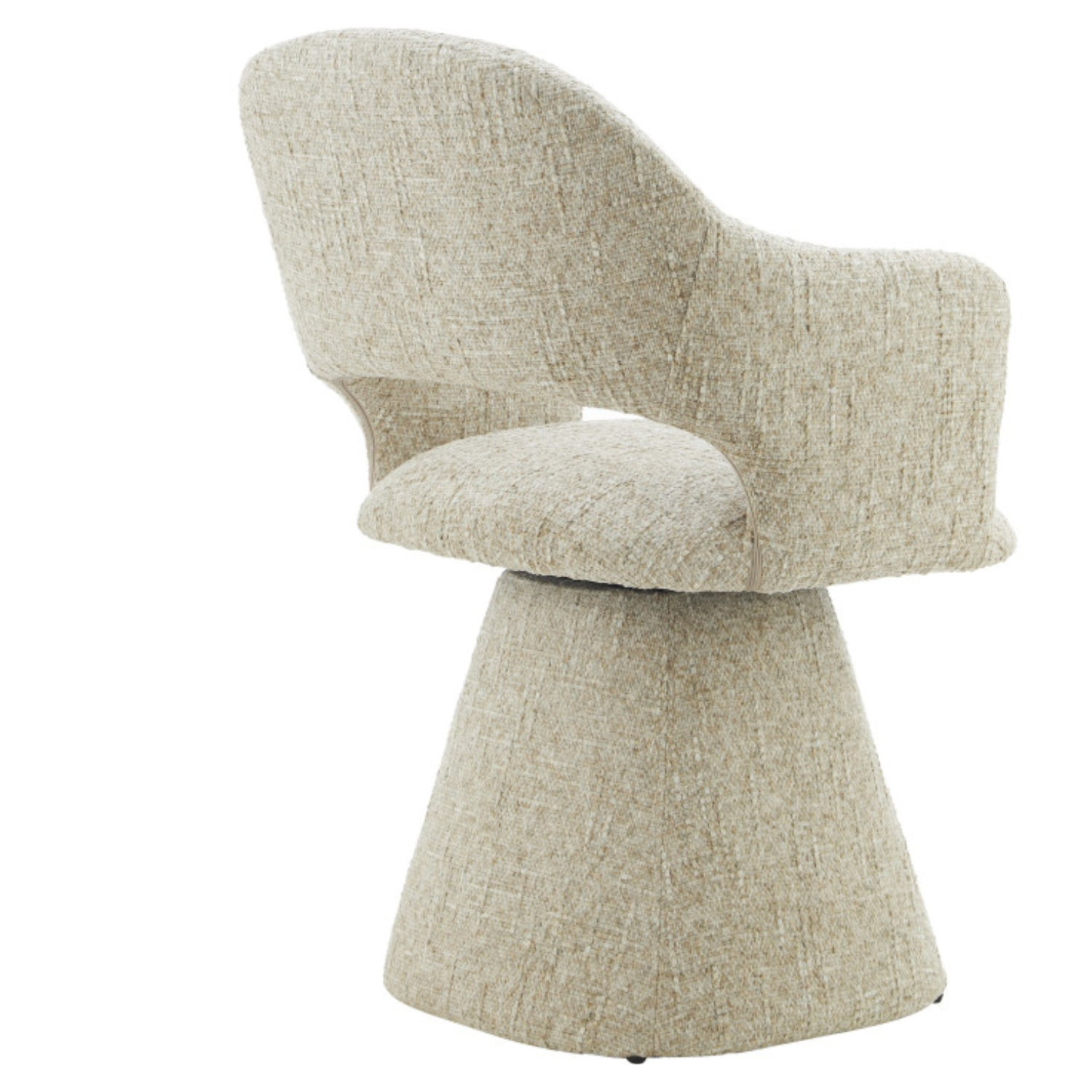 Chaise design – Coque enveloppante en tissu & base trapézoïdale (Beige ou Gris clair)