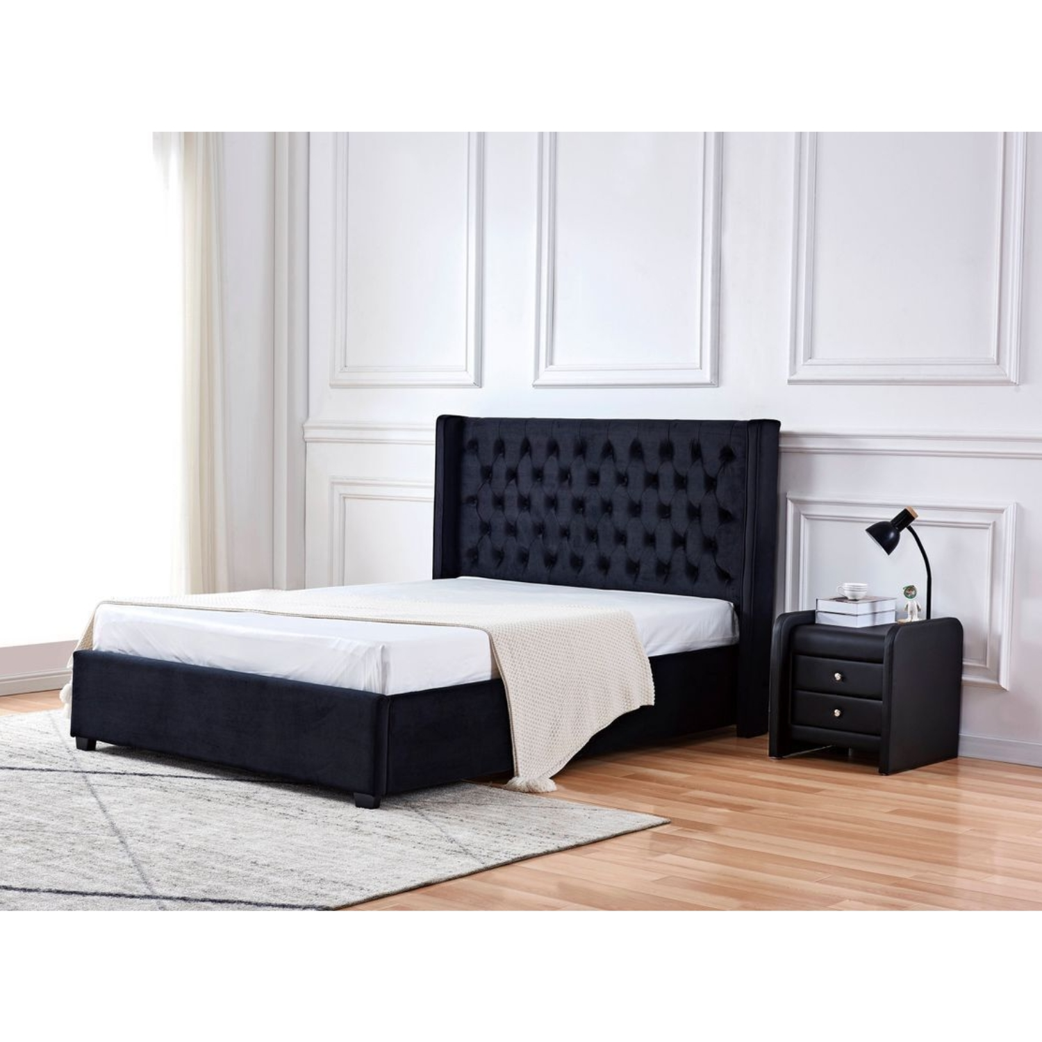 Cadre de Lit – Tête de lit capitonnée, design élégant – 140x200 ou 160x200 cm