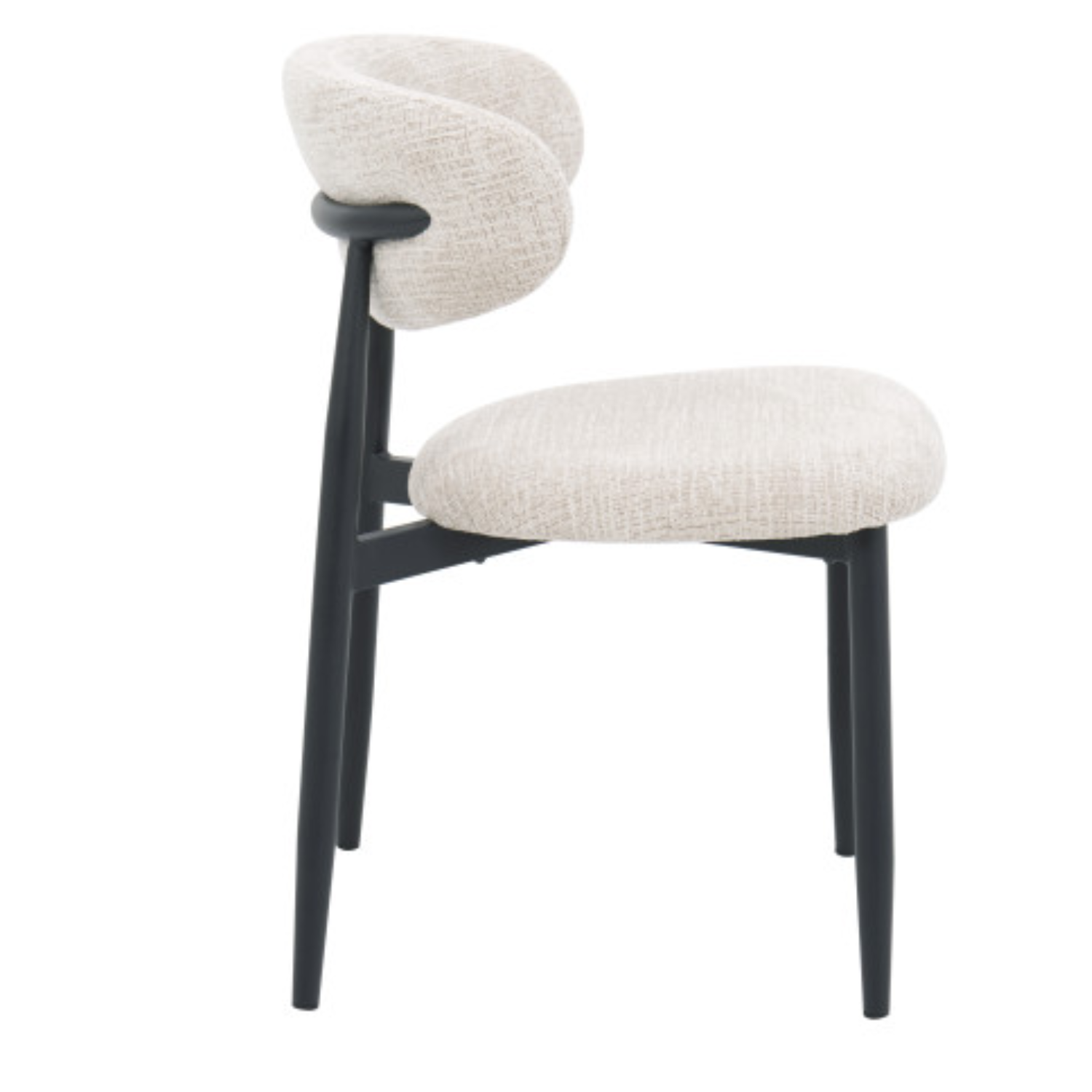 Chaise design – Assise et dossier en tissu, piétement acier (Beige ou Blanc)