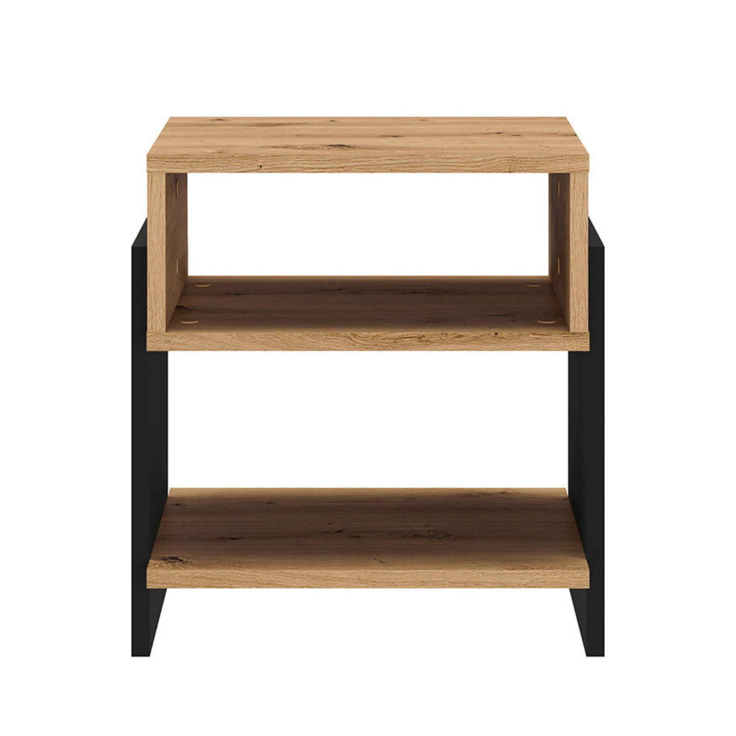Table de chevet avec Bordure ABS - Résistance et Esthétique en Chêne Artisanal et Noir