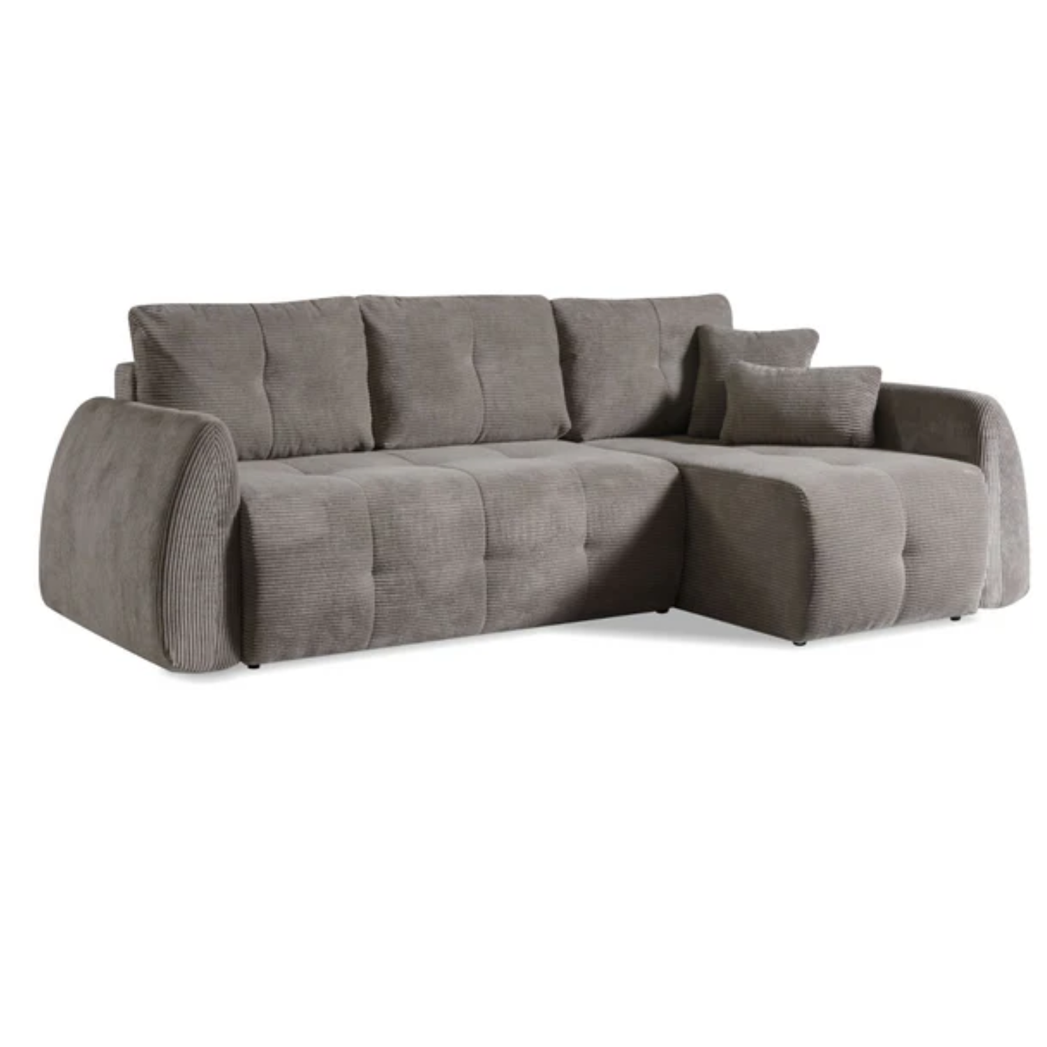 Canapé d'angle extensible matelassé 252 cm avec coffre marron