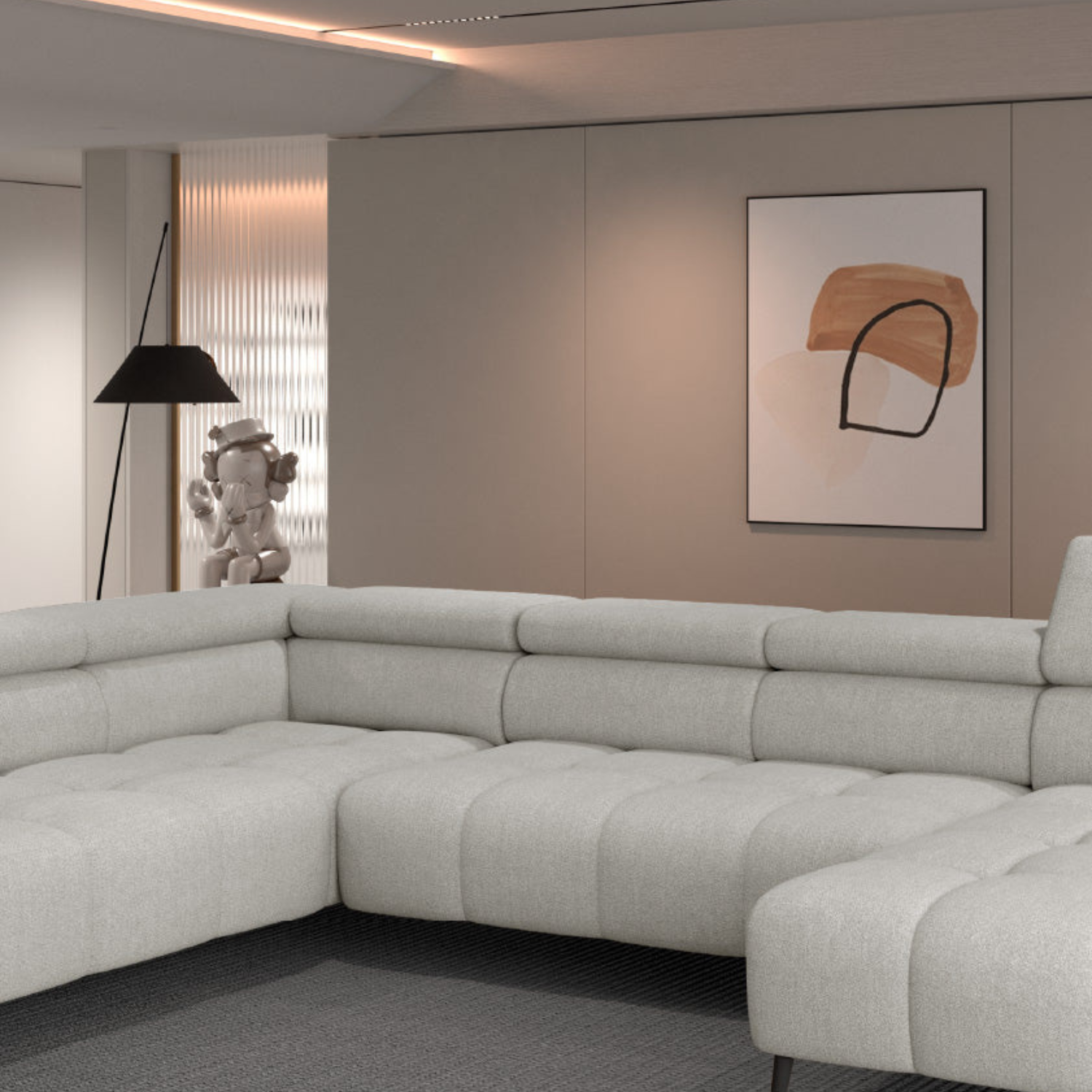 Canapé d'angle moderne avec réglage électrique de la profondeur d'assise Le canapé d'angle