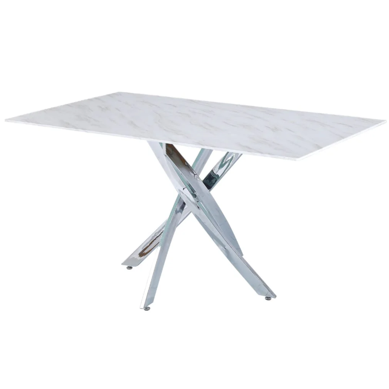 Table à Manger ALIA rectangulaire plateau en marbre et Pieds couleur argentée