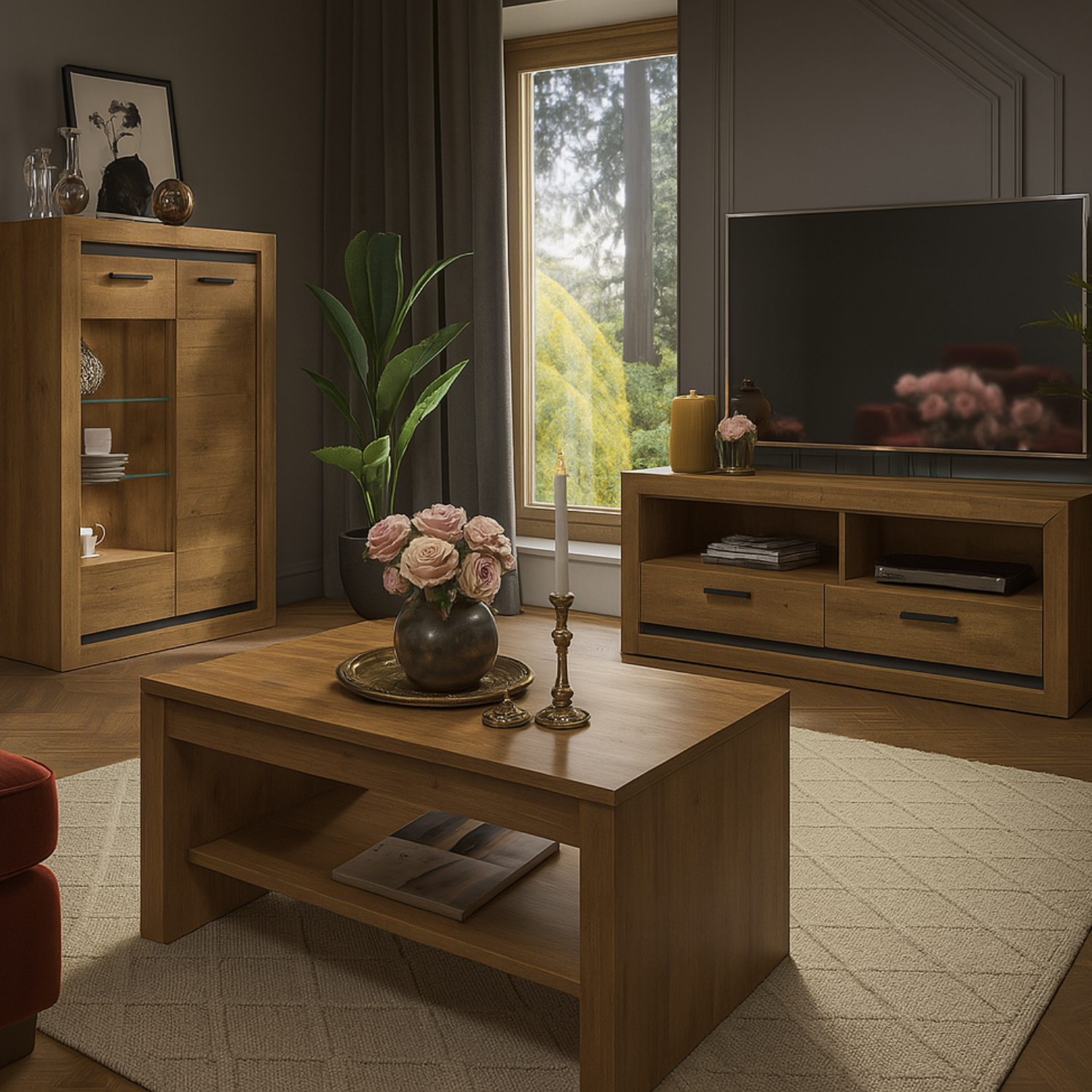Meuble TV – Chêne de Lefkas & Noir – 147 cm – Design Industriel Élégant