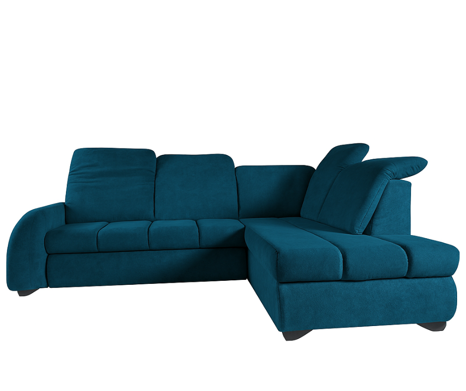 Canapé d’angle convertible en velours avec lit intégré et appui-têtes réglables angle droit