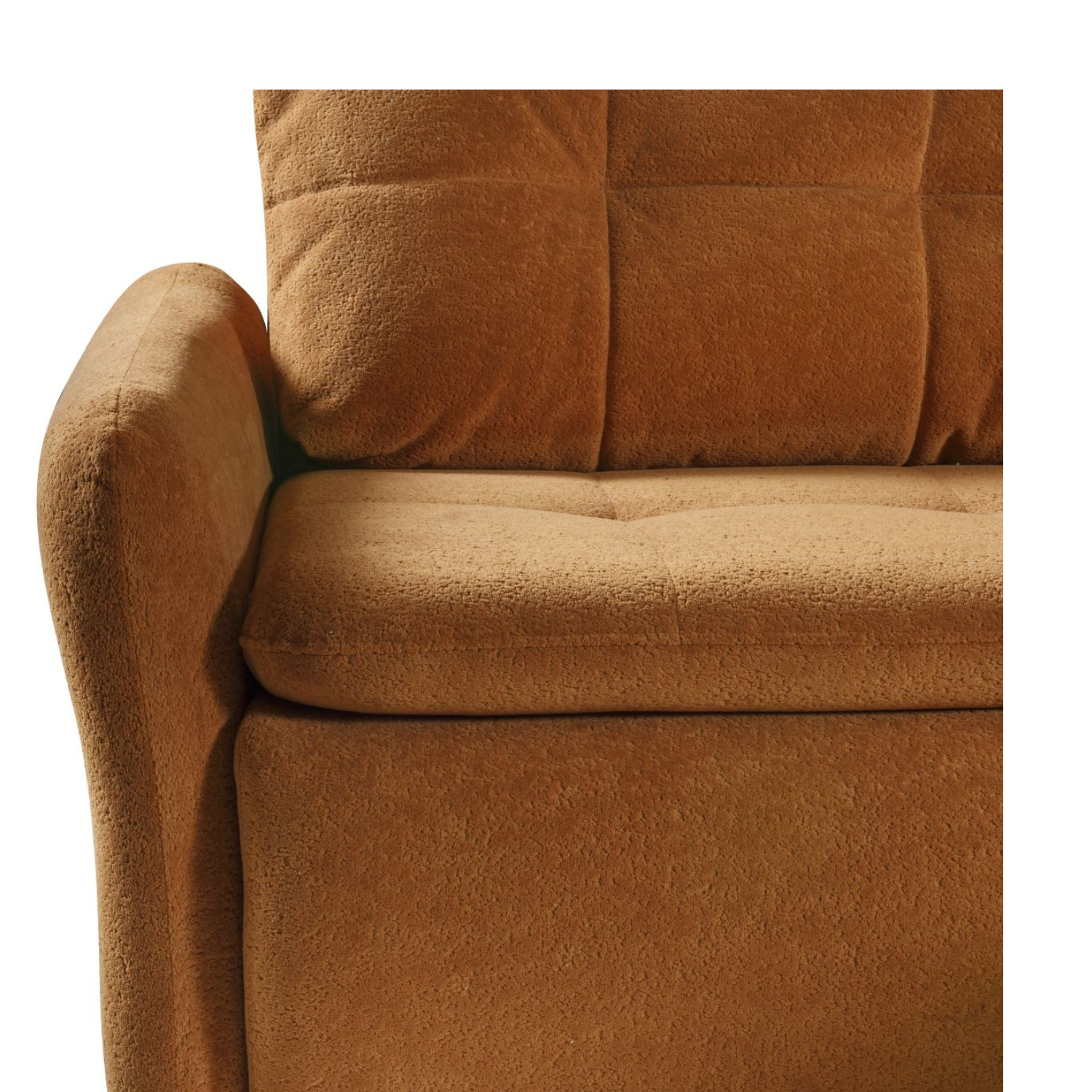 Canapé d’angle convertible 246 cm – Tissu matelassé cannelle – Universel (droite/gauche)