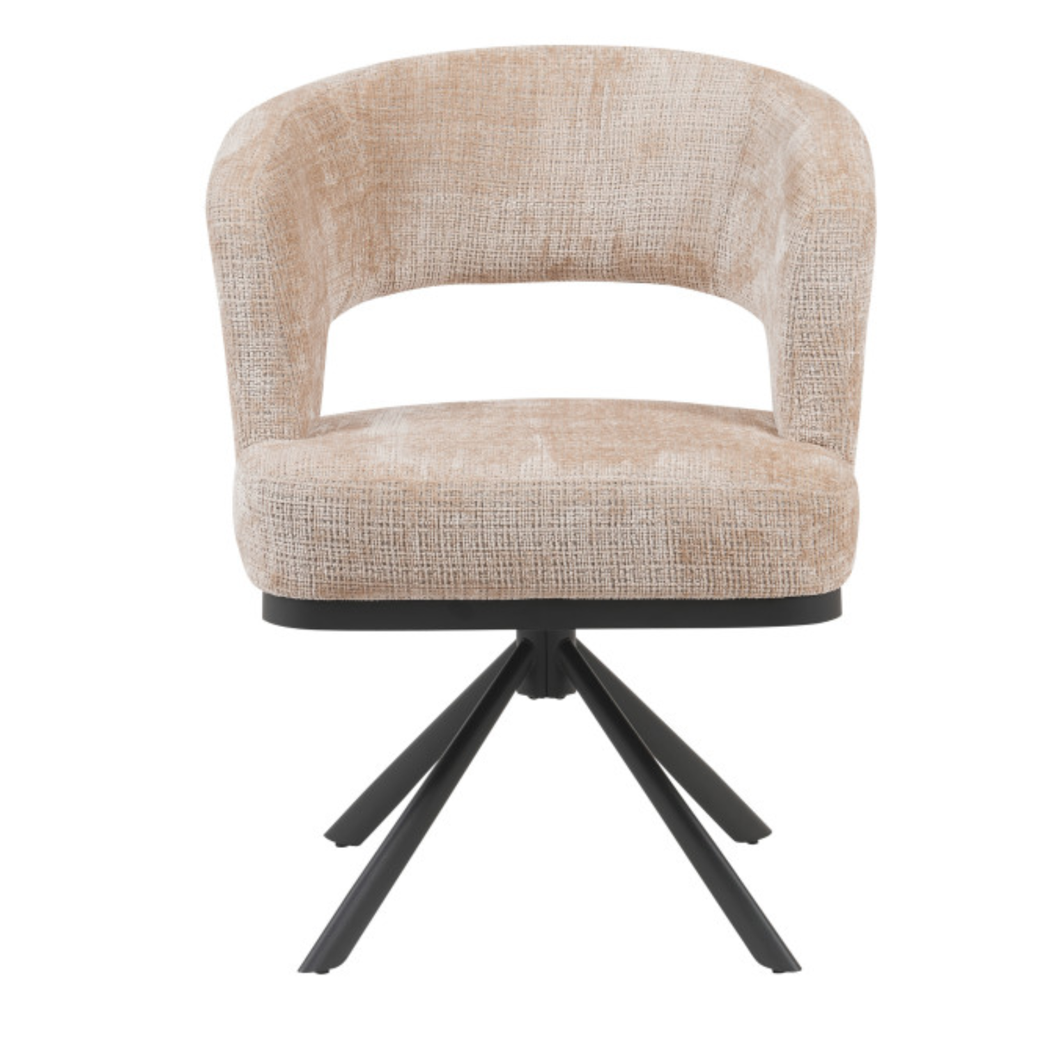 Chaise design pivotante 360° – Assise en tissu bouclé texturé, piétement en acier (Beige ou Taupe)