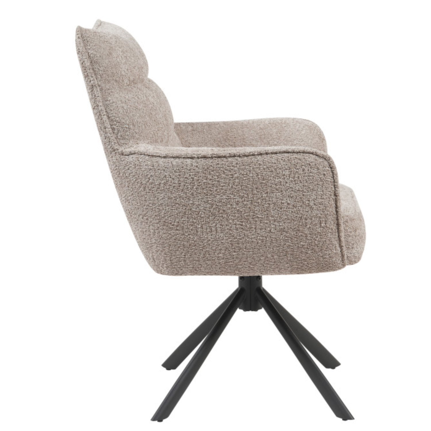 Chaise design – Assise en tissu bouclé, piétement acier pivotant (Beige ou Taupe)
