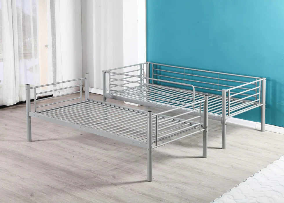 Lit superposé séparable revêtement et sommier en acier 90x 190cm - Decora Home