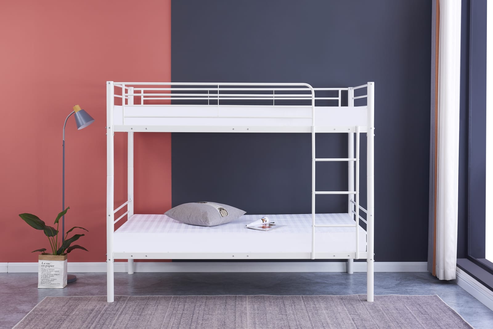 Lit superposé séparable revêtement et sommier en acier 90x 190cm - Decora Home