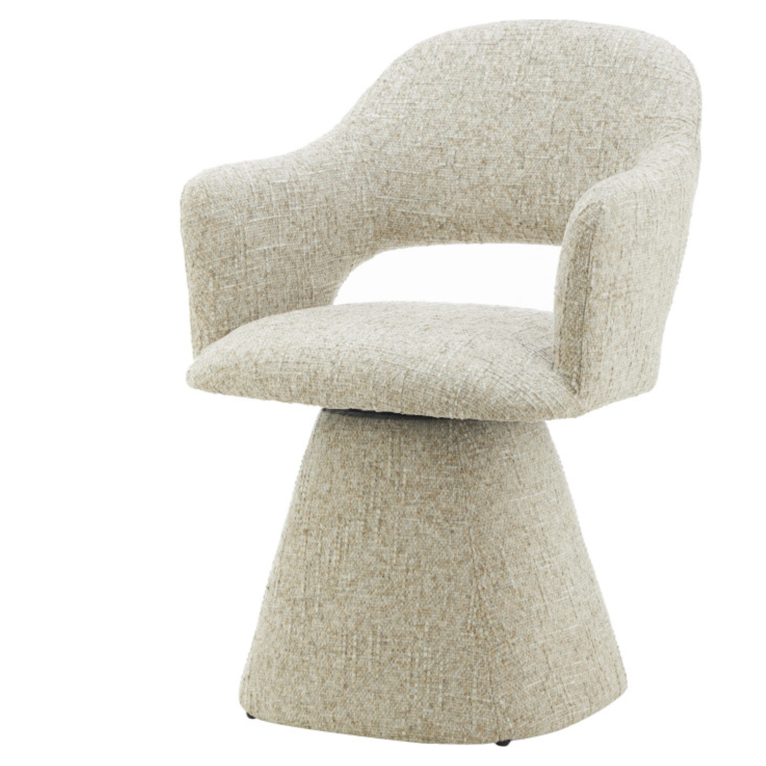 Chaise design – Coque enveloppante en tissu & base trapézoïdale (Beige ou Gris clair)
