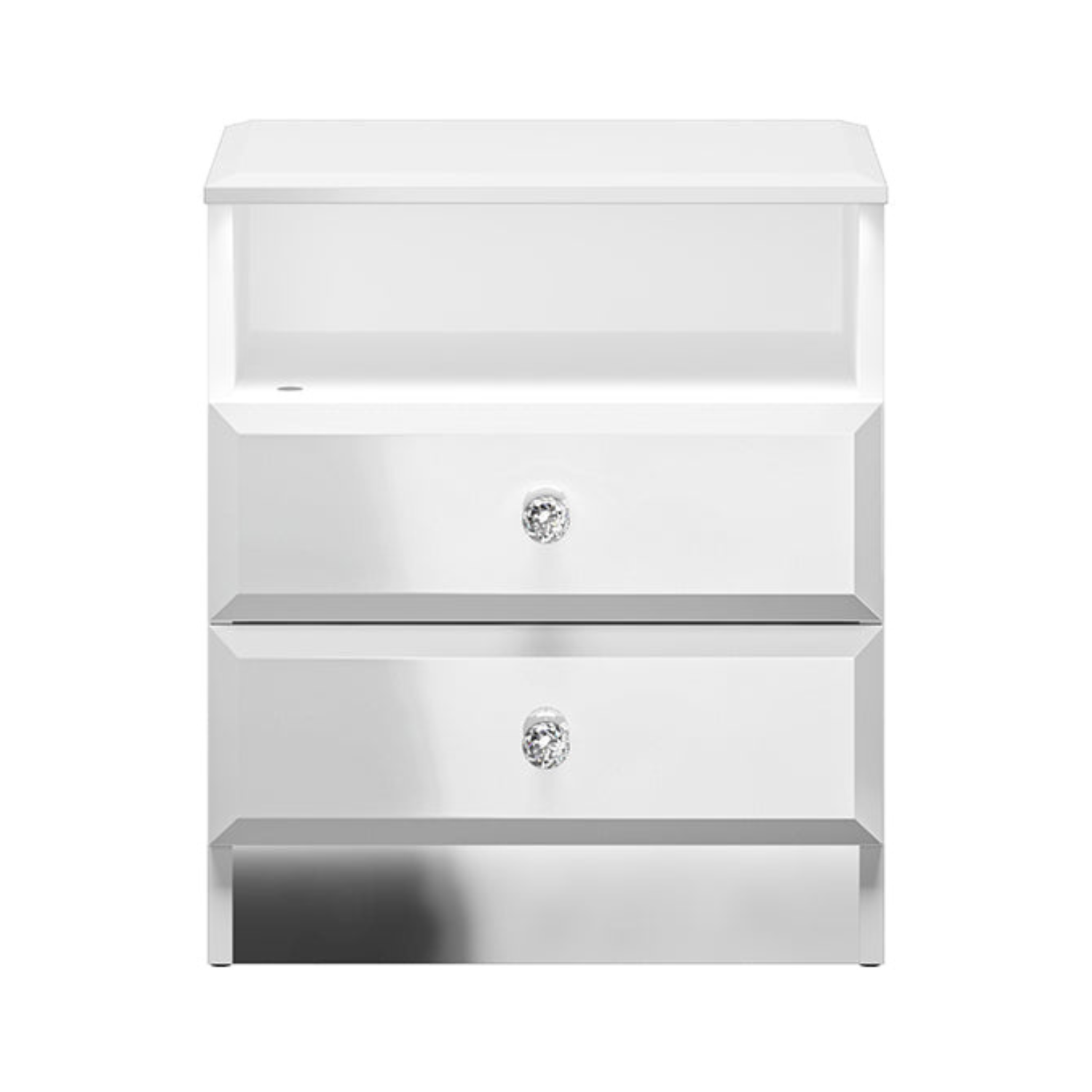 Table de Chevet – Élégance Moderne en Blanc Brillant avec Bordure ABS Durable