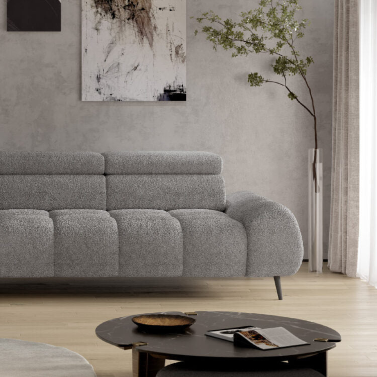 Canapé d'angle moderne avec réglage électrique de la profondeur d'assise Le canapé d'angle