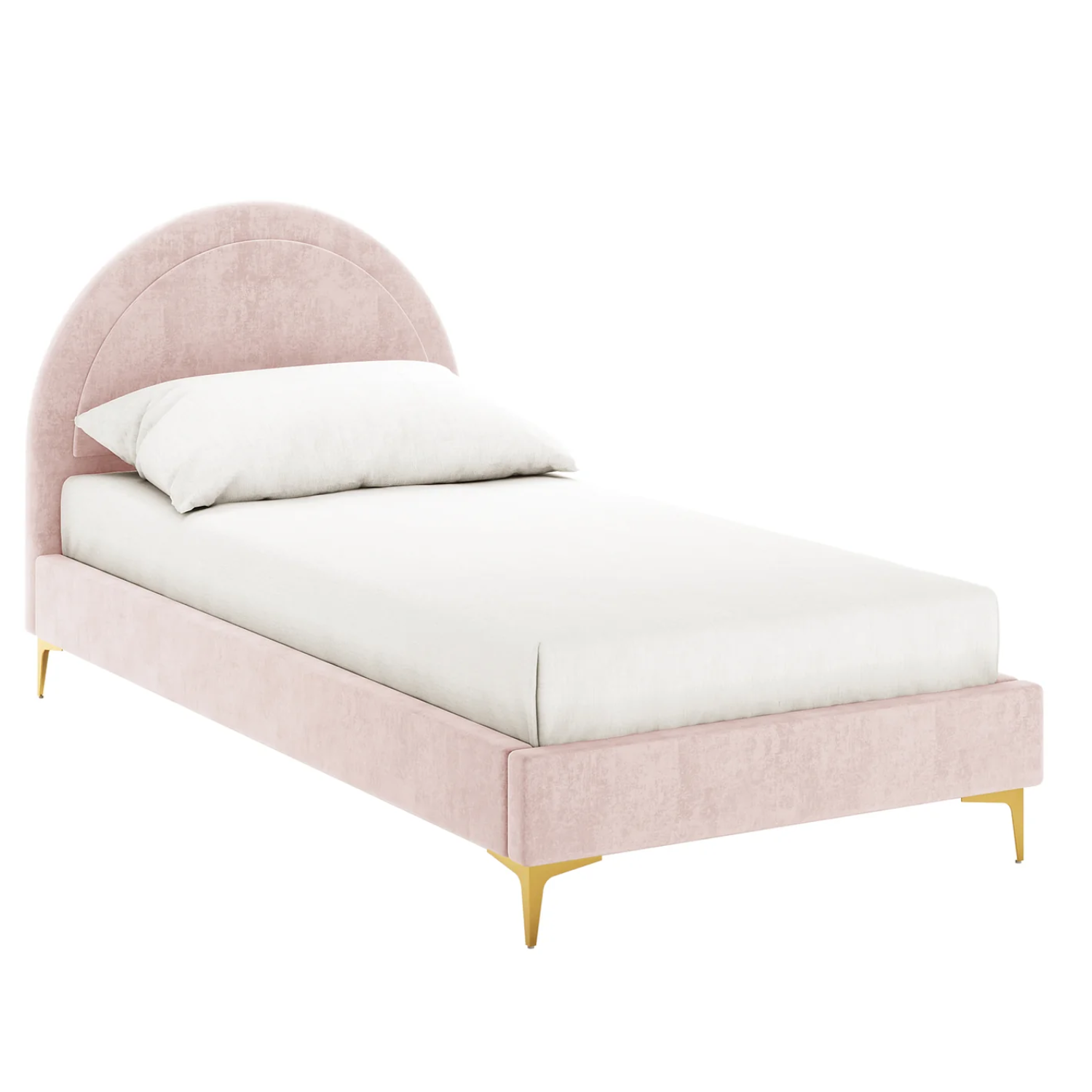 Lit enfant 90x190 cm – Velours rose et blanc