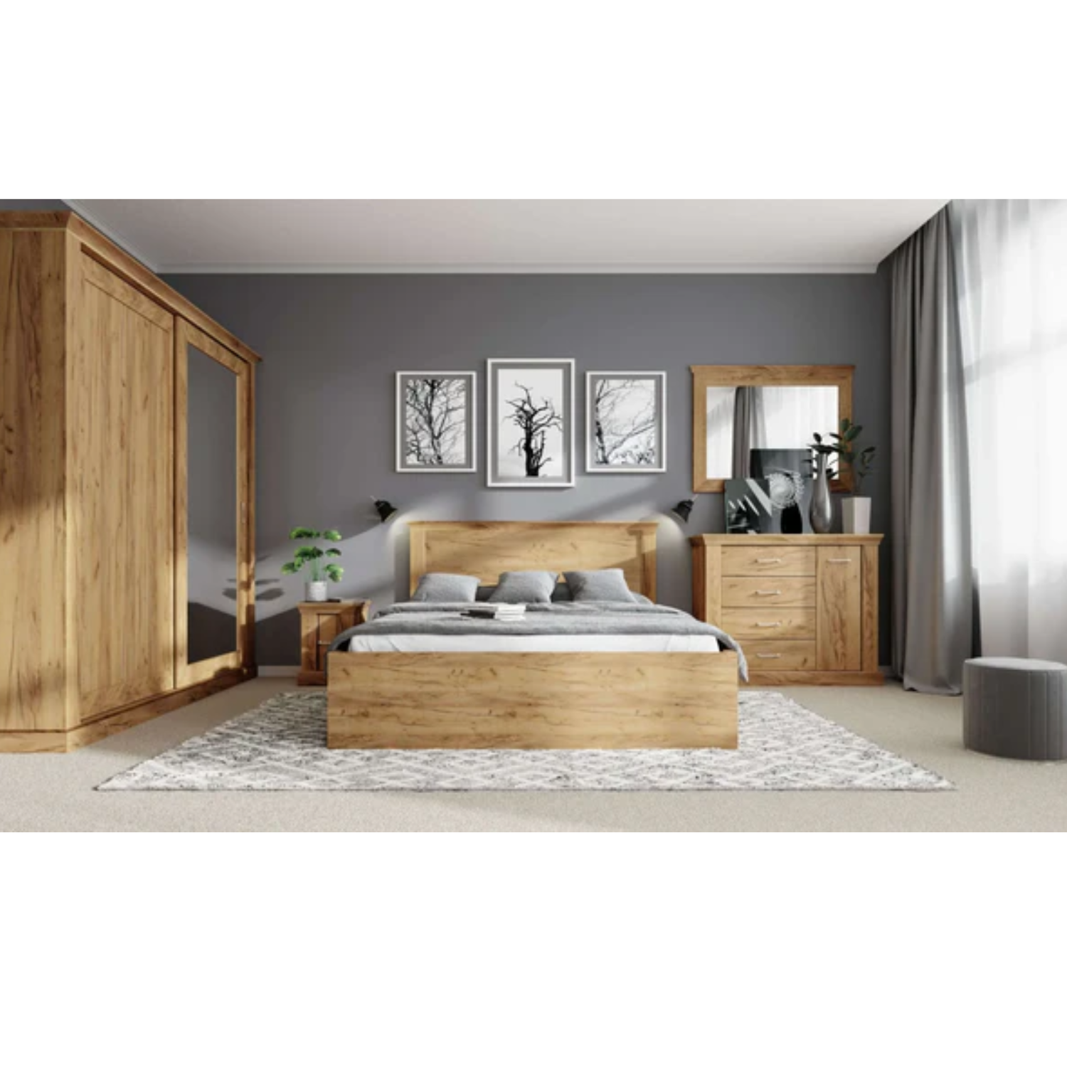 Lit double pour chambre à coucher en panneau laminé