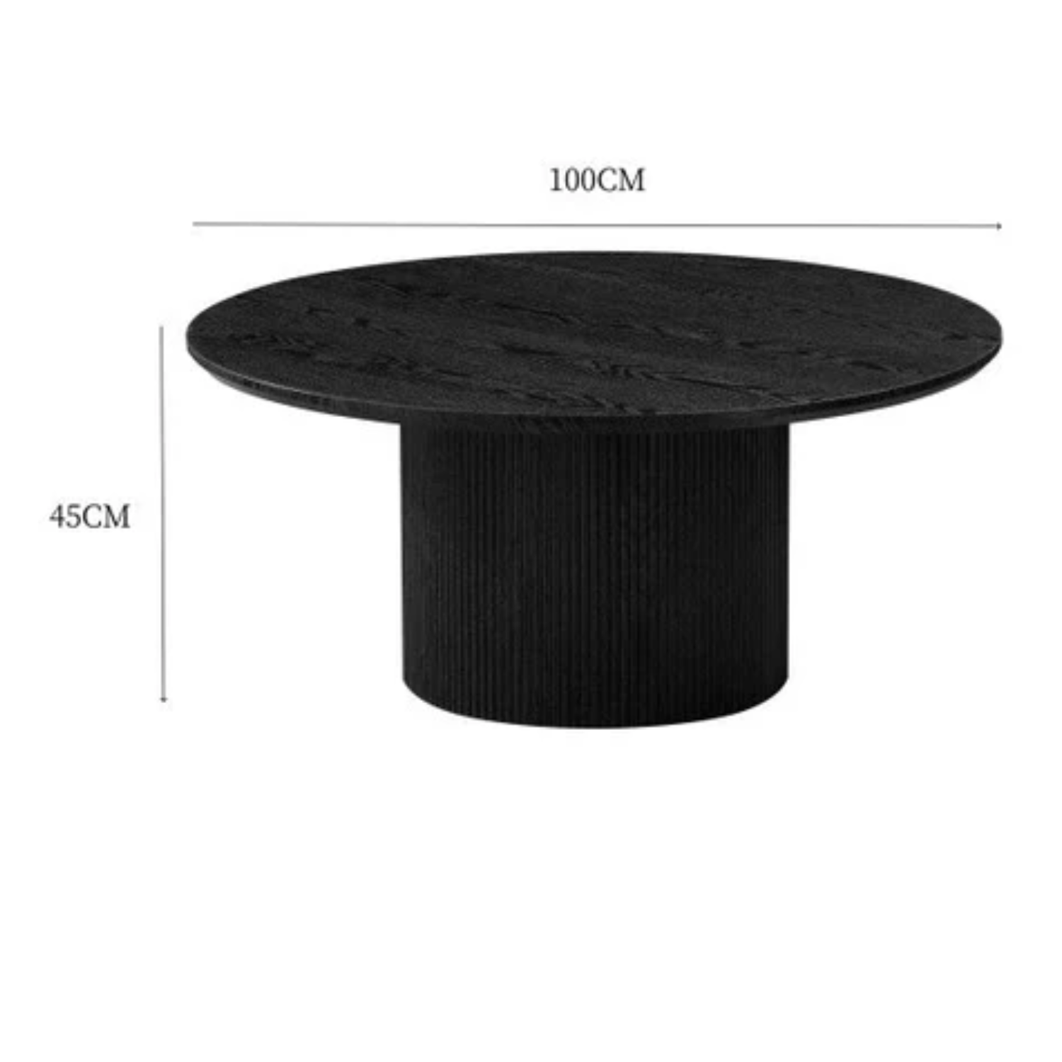 Table Basse en Chêne Noirci avec Piétement Cylindrique en MDF