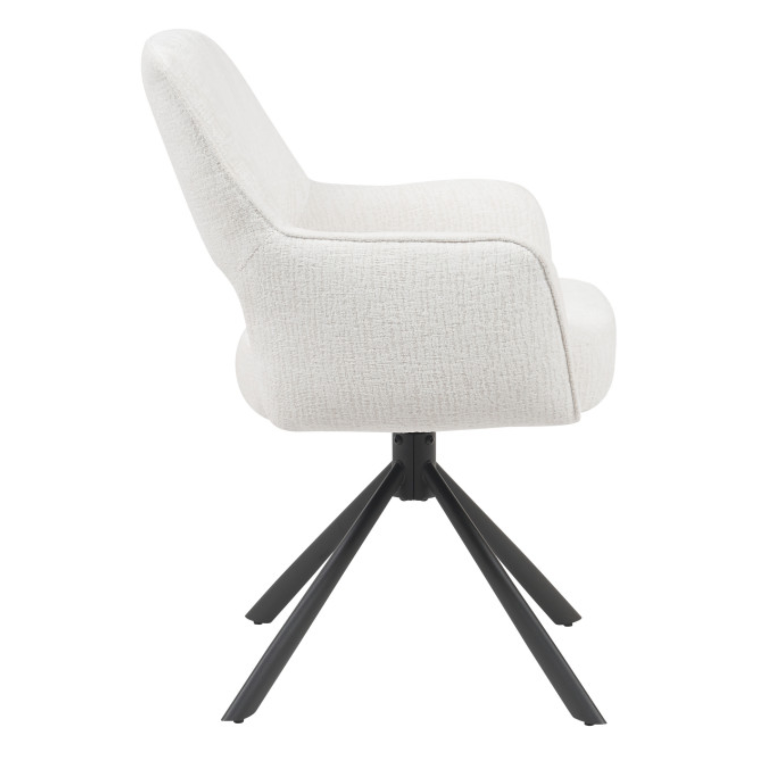 Chaise pivotante 360° – Tissu bouclé avec ressorts ensachés & piètement acier noir (Beige ou Taupe)