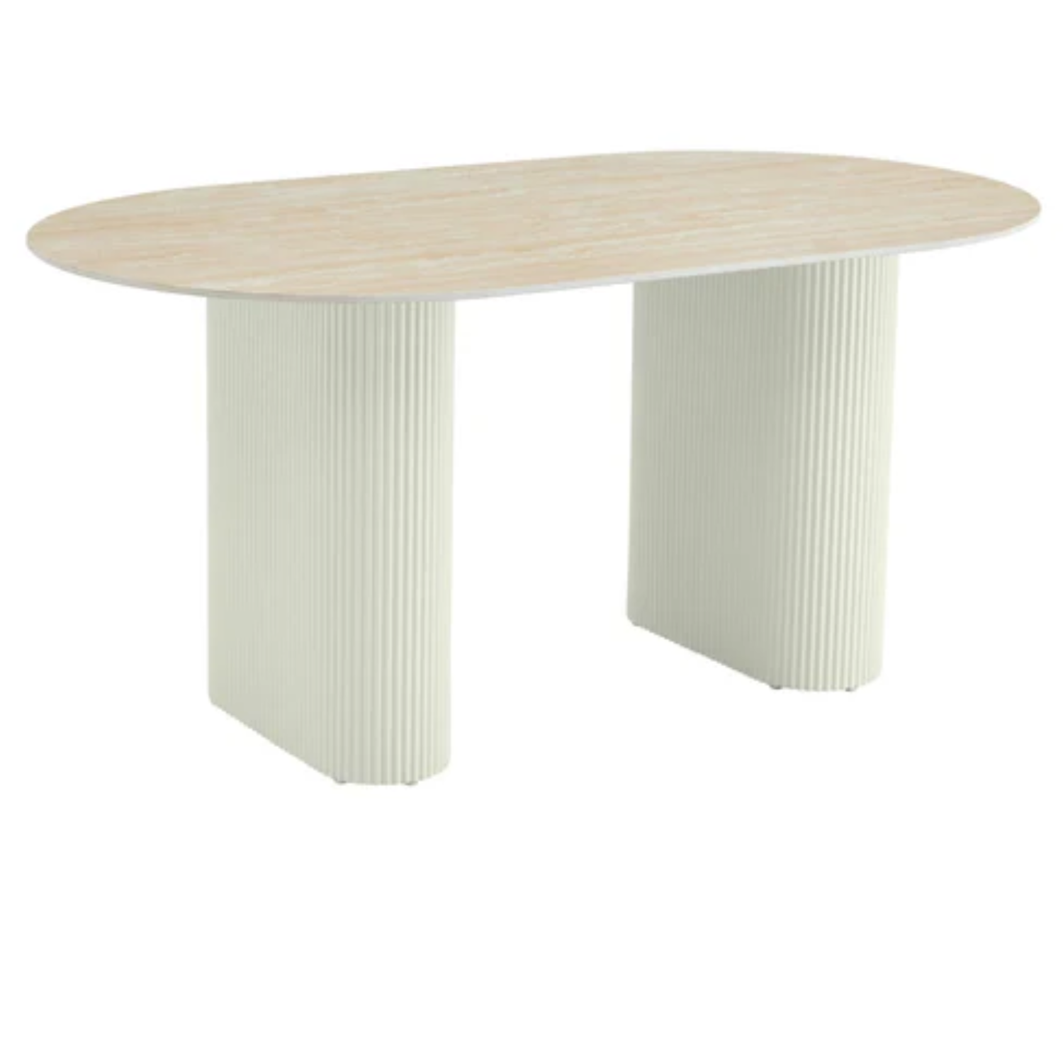 Table à manger – Design pierre naturelle – Plateau céramique marbre ou travertin – Pied effet travertin ou beige – 160 ou 180 cm