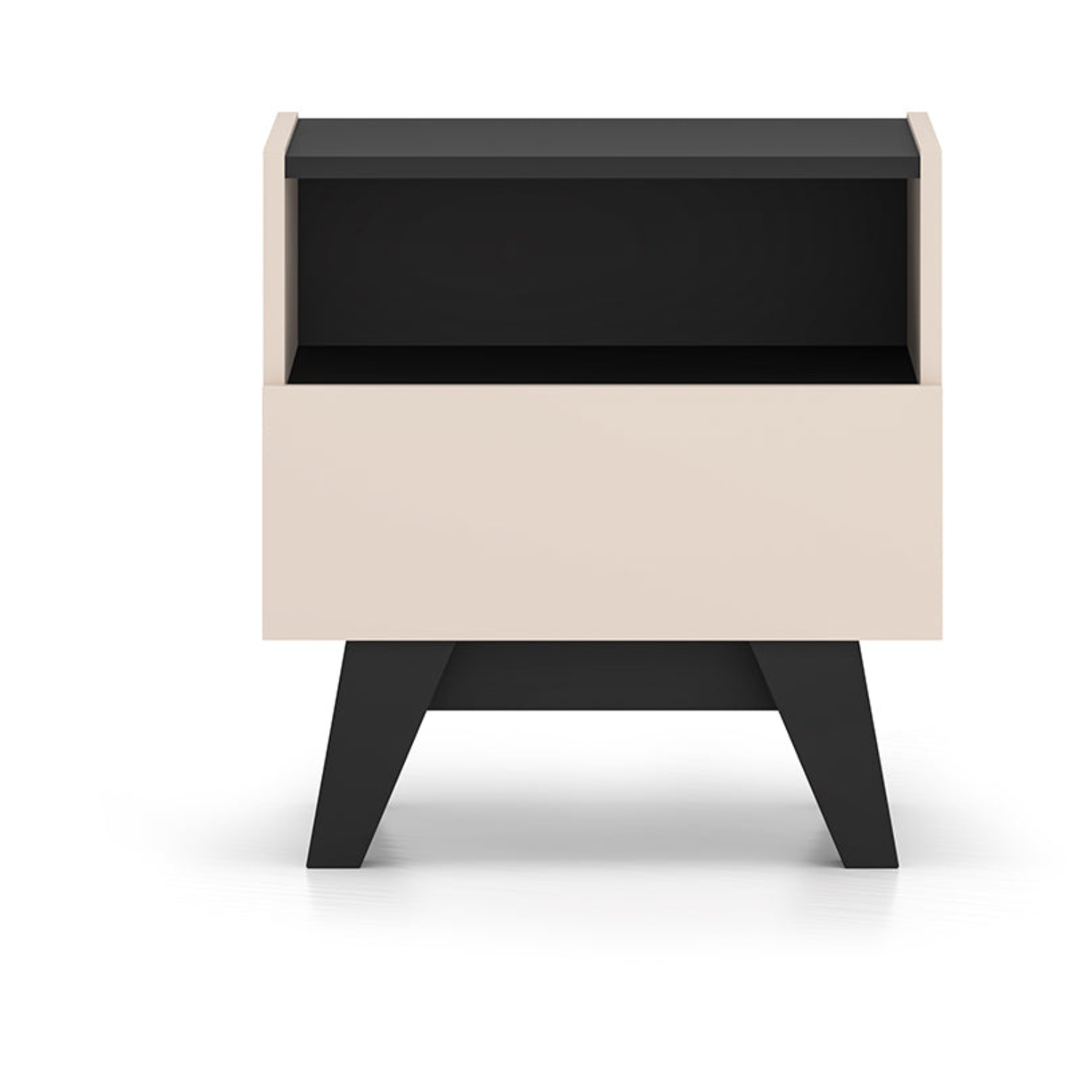 Table de Chevet – Design Élégant avec Tiroir Spacieux et Alcôve | Cachemire et Noir