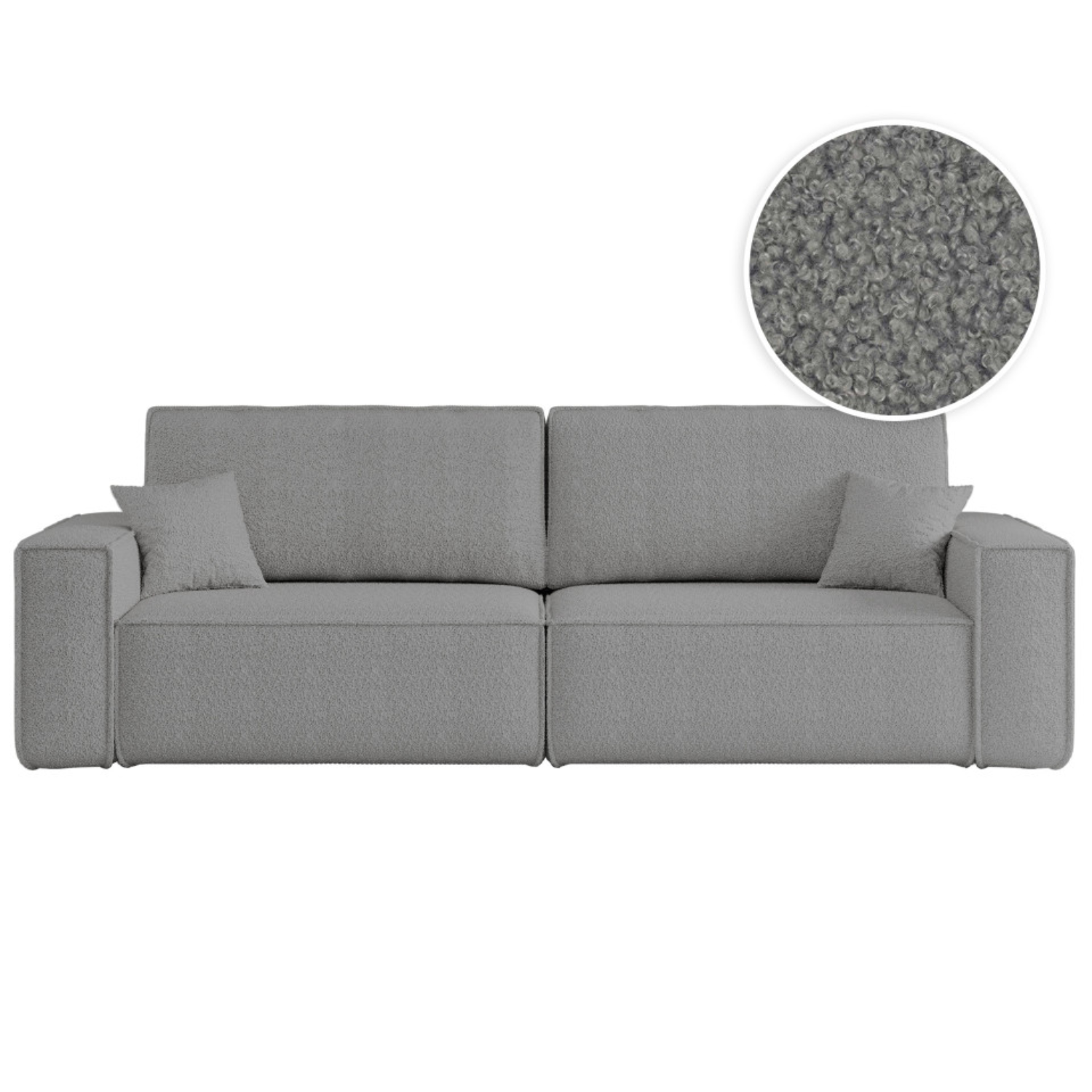 Canapé droit 3 places convertible en tissu bouclette