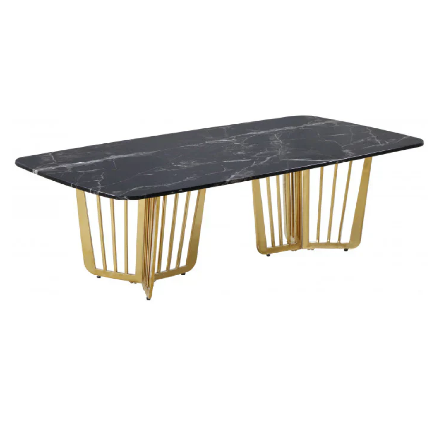 Table Basse avec Plateau en Marbre et Piètement en Acier