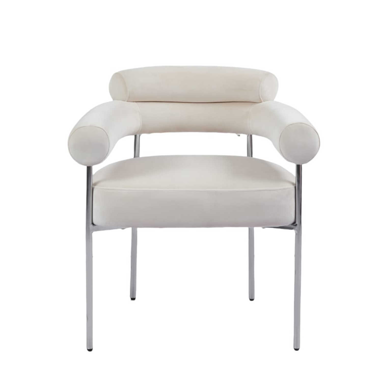 Chaise en Tissu Bouclé Blanc Doudou ou Velours avec piétement métallique