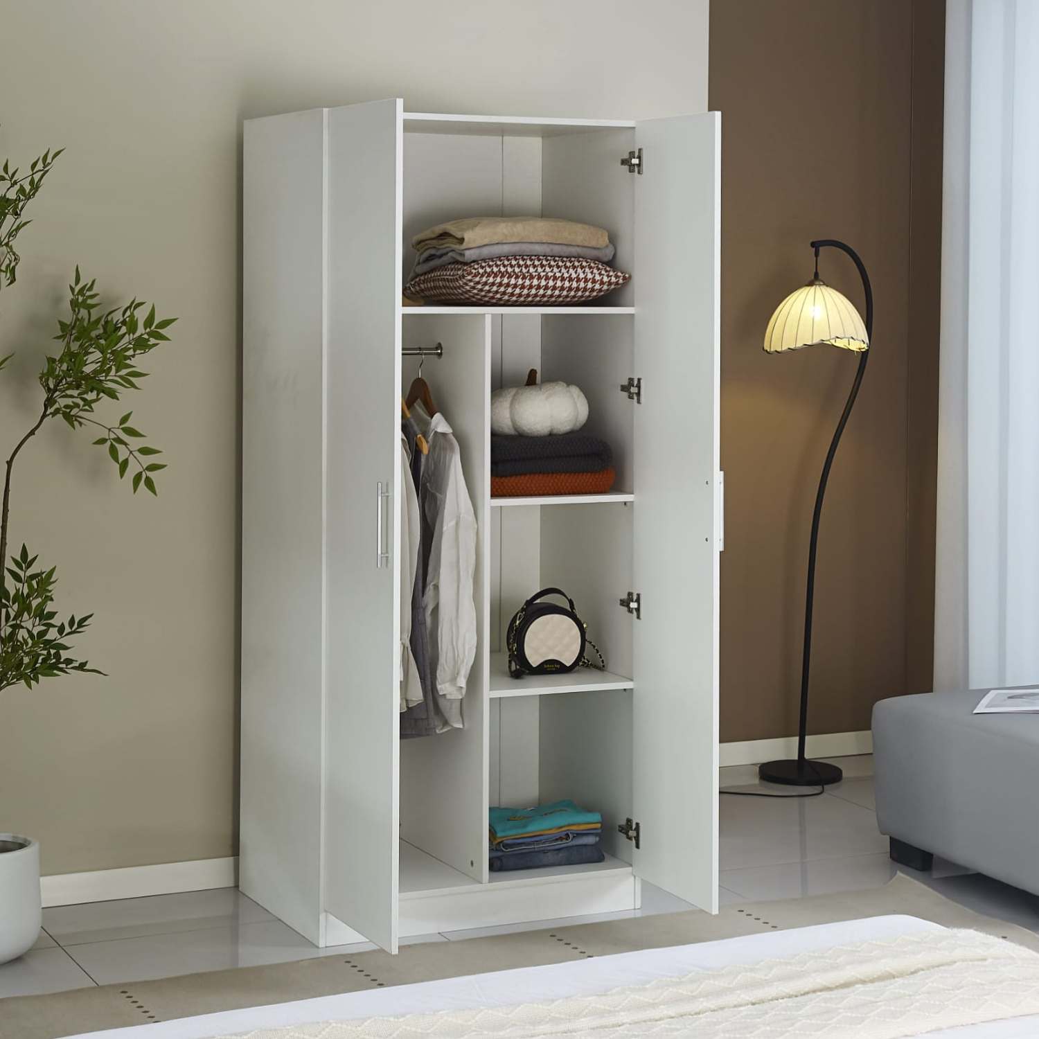 Armoire en Bois Blanc – Deux Portes – 188×81×58,5 cm