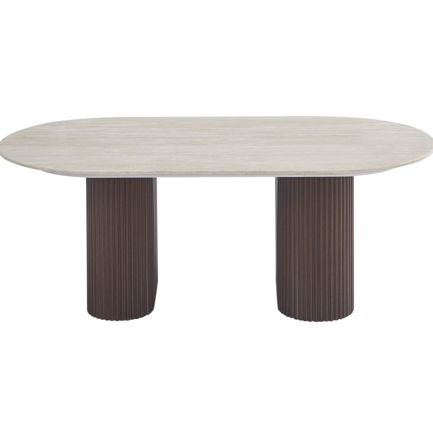 TABLE BASSE PIED NOYER CERAMIQUE TRAVERTIN BRILLANT 120x60x45 CM