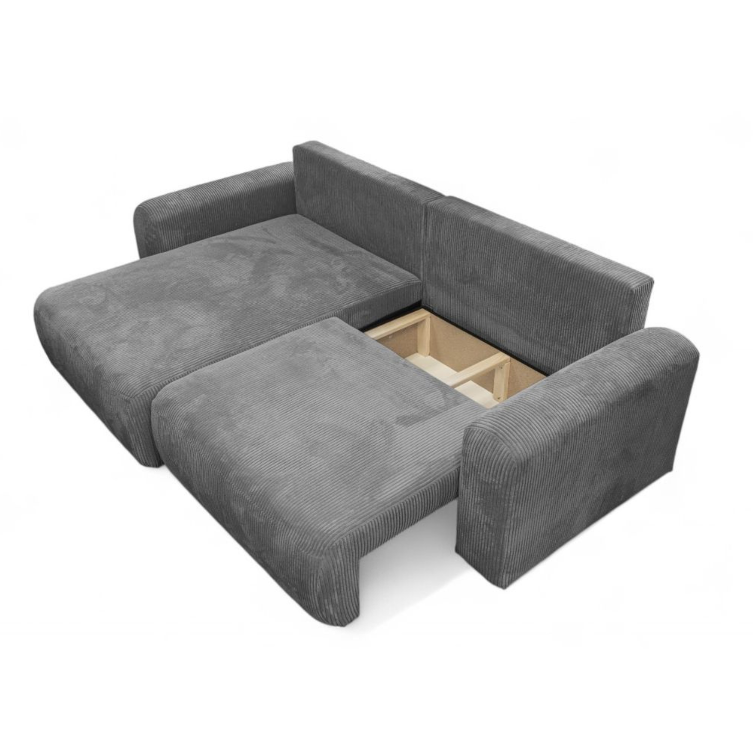 Canapé d’Angle Réversible – 4 Places – Convertible avec Coffre – Tissu Bouclette ou Velours Côtelé