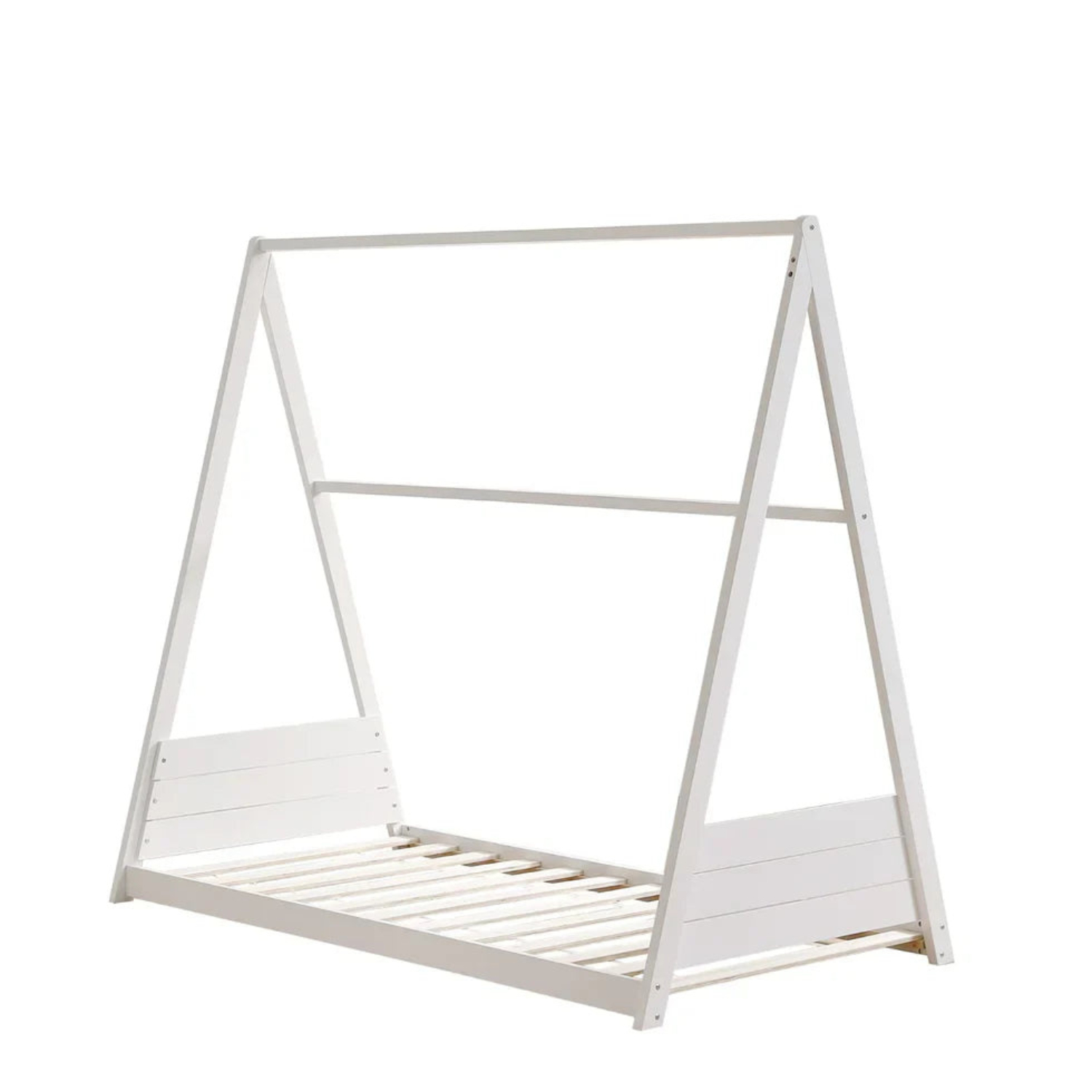 Lit simple Natura – Structure bois blanc & gris, ambiance naturelle 90x190 Cm