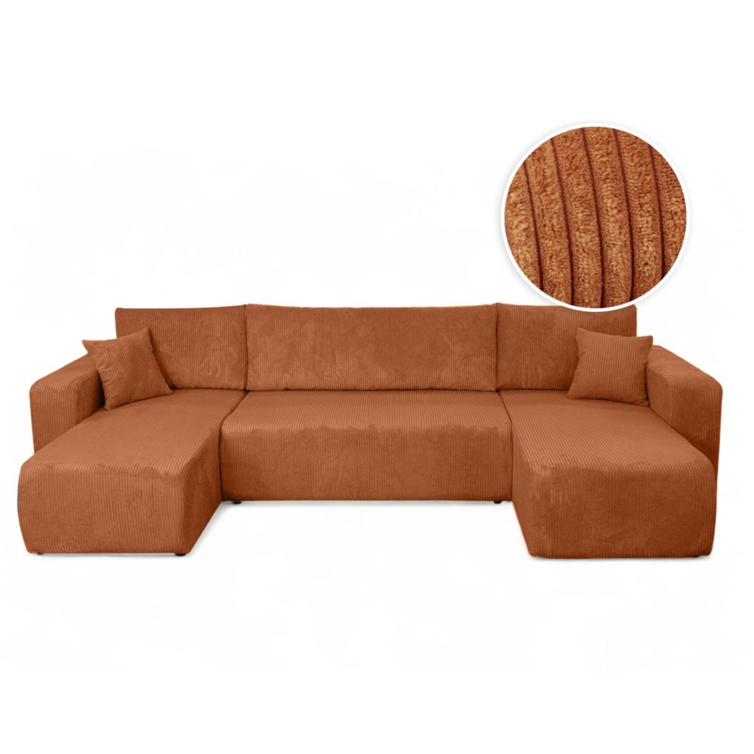 Canapé Panoramique – 5 Places – Convertible avec Coffre – Velours Côtelé