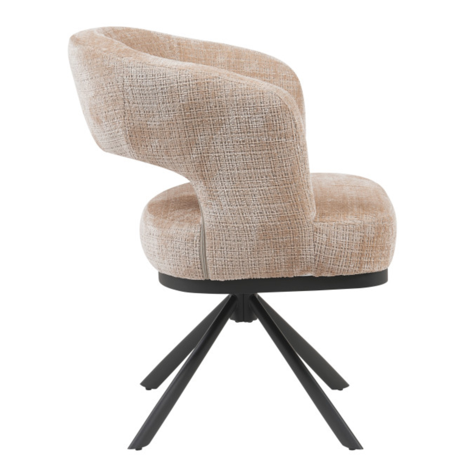 Chaise design pivotante 360° – Assise en tissu bouclé texturé, piétement en acier (Beige ou Taupe)