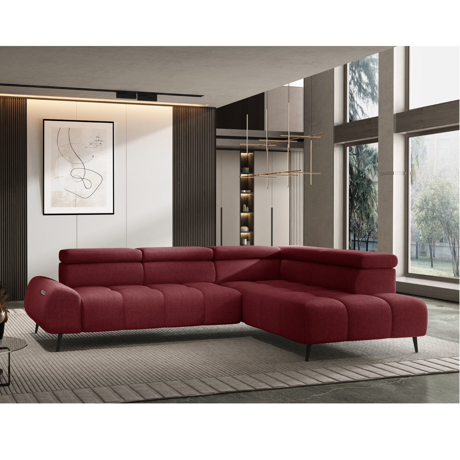 Canapé d'angle moderne avec réglage électrique de la profondeur d'assise Le canapé d'angle