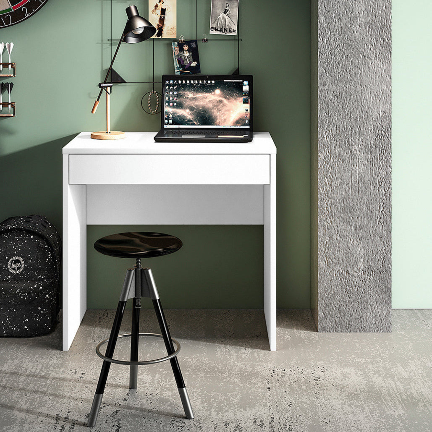 Bureau moderne blanc – Compact, résistant et design épuré pour espace de travail