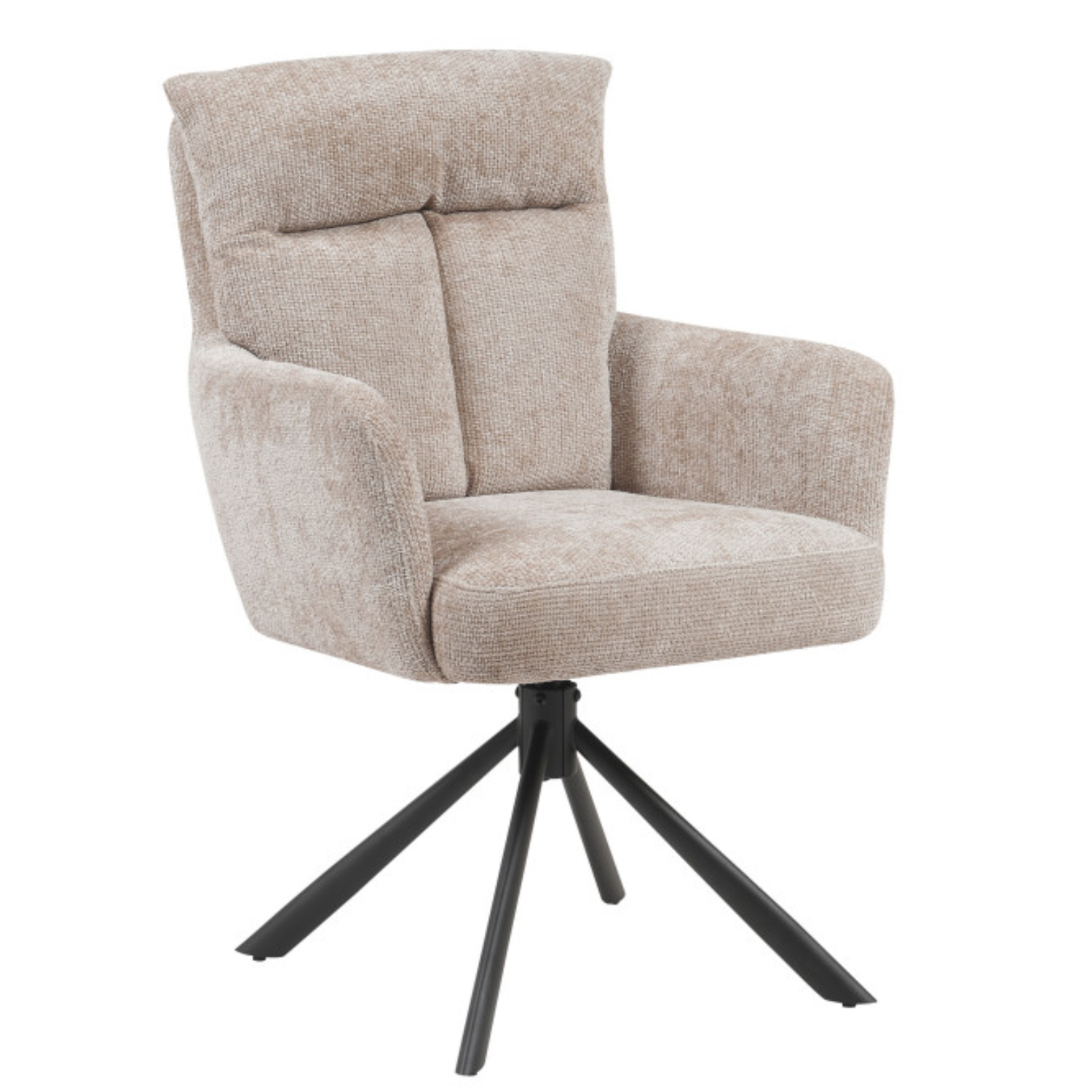 Chaise design – Assise et dossier en tissu bouclé, piétement acier (Beige / Taupe)