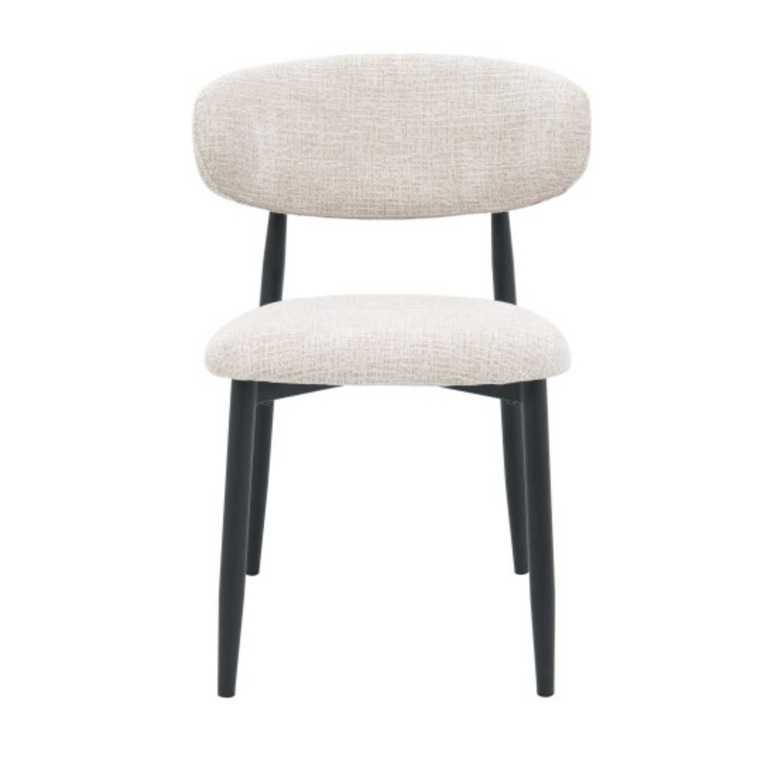 Chaise design – Assise et dossier en tissu, piétement acier (Beige ou Blanc)