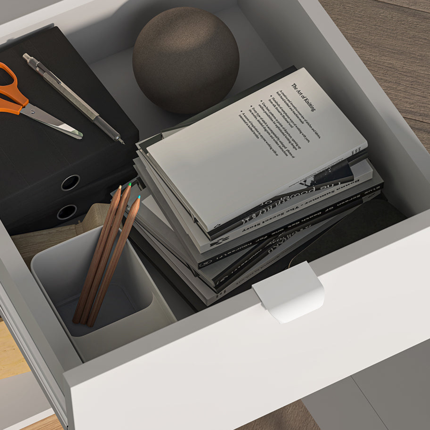 Bureau Design avec Finition Bicolore – Blanc, Graphite Mat & Chêne Castello