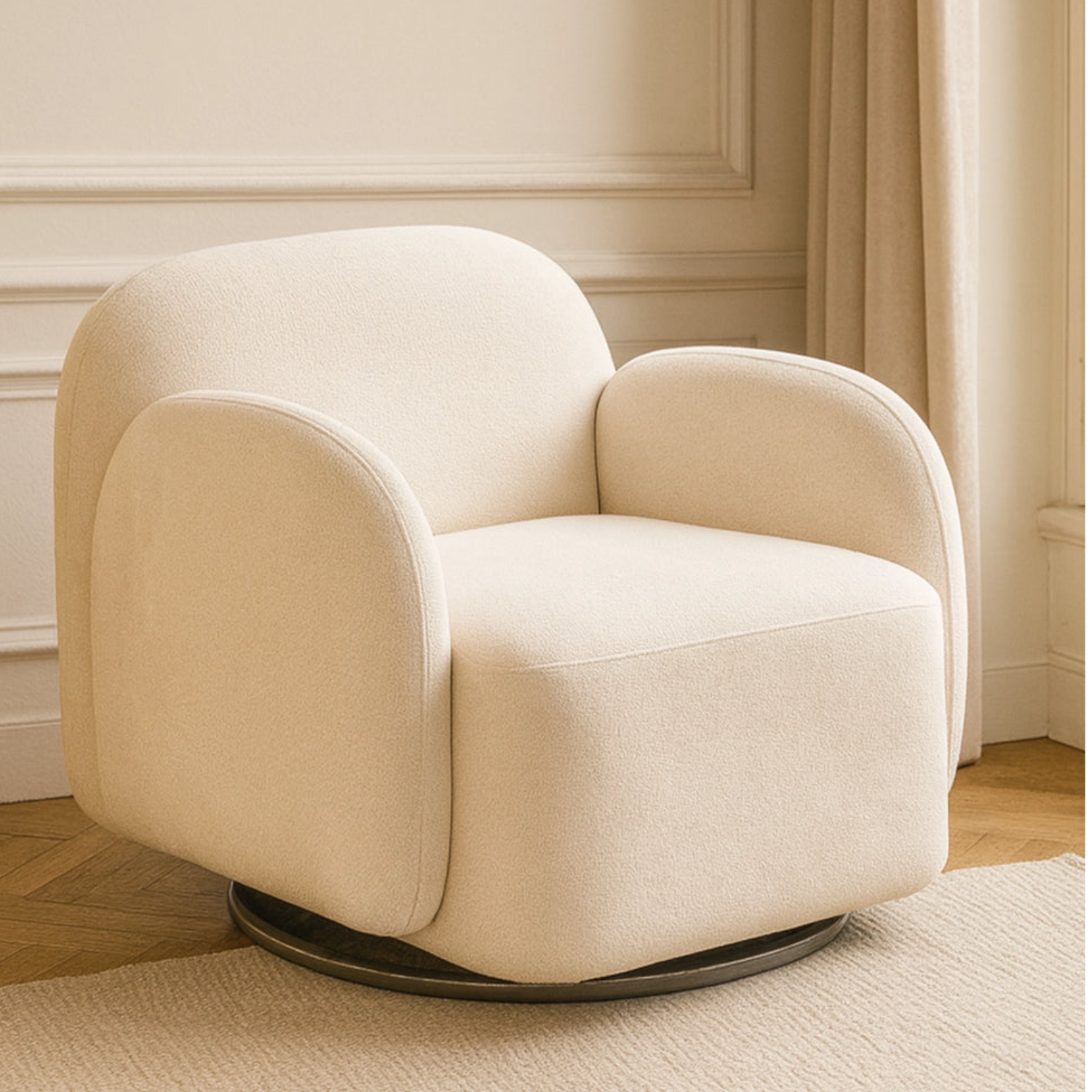 Chaise en Velours Beige Taupe – Pied Métal Noir – L.75 x P.75 x H.70 cm